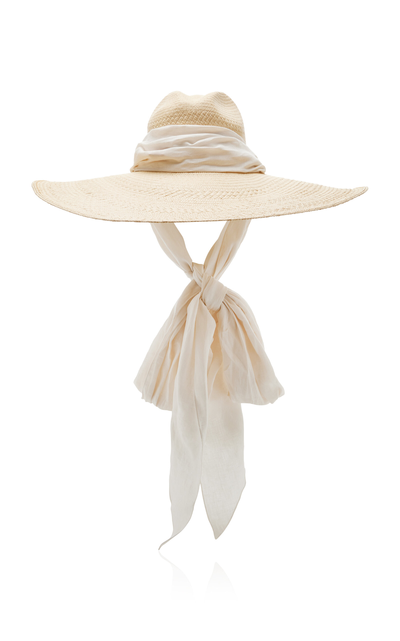 Johanna Ortiz Scarf-detailed Woven Palm Hat In Beige