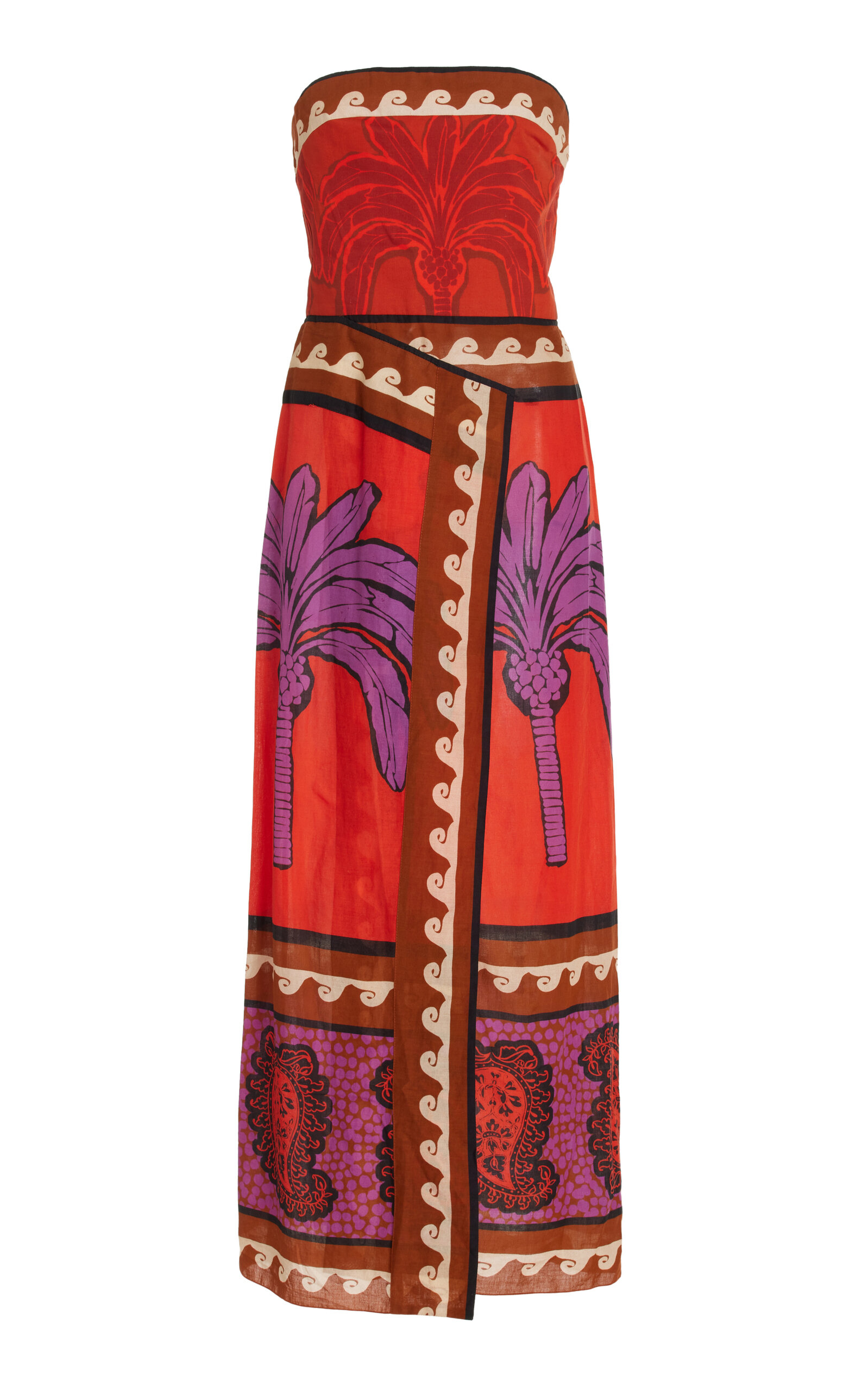 Shop Johanna Ortiz East Africa Heart Strapless Cotton Maxi Dress In Red