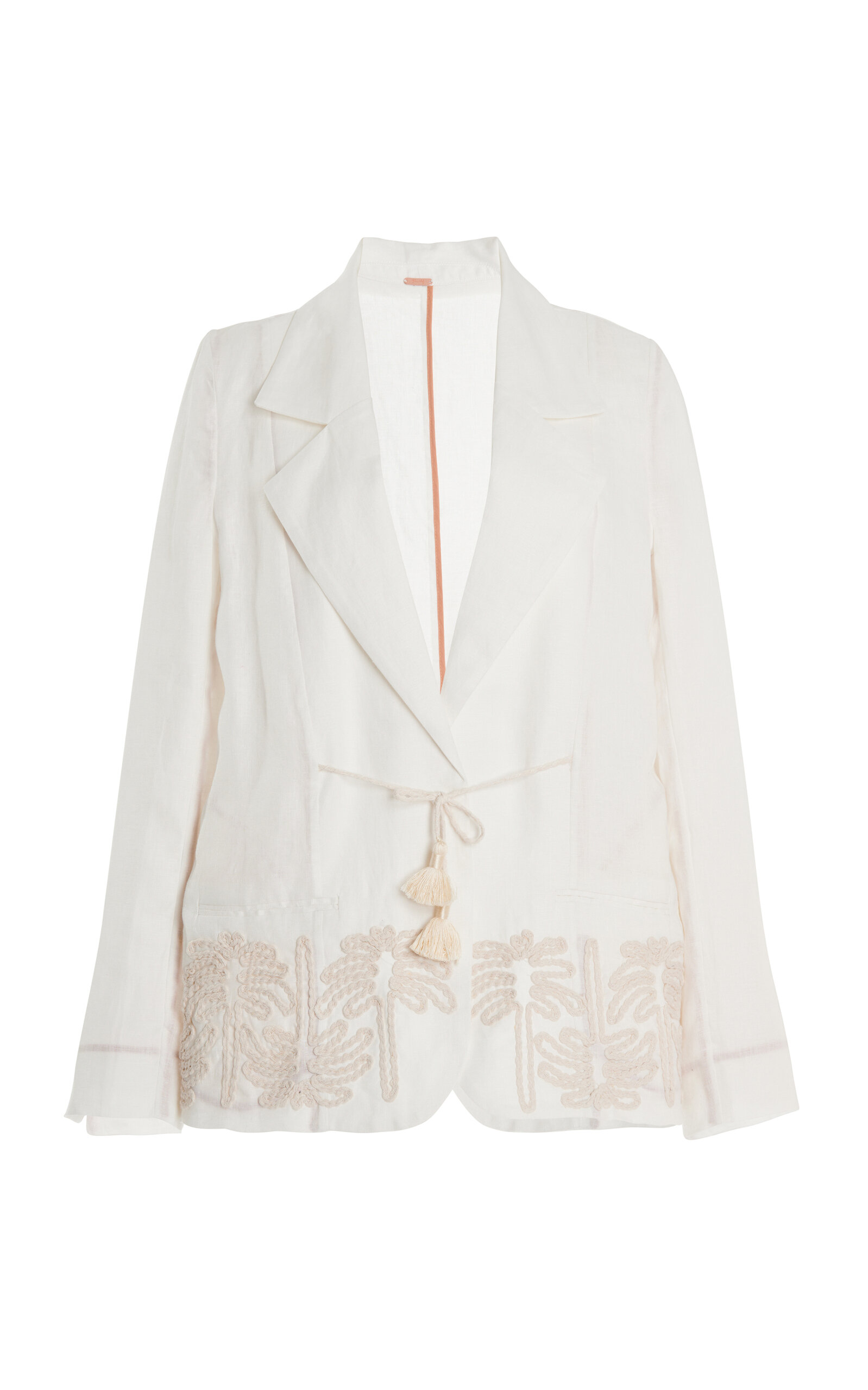 JOHANNA ORTIZ UNFOLDED MOMENT EMBROIDERED LINEN BLAZER