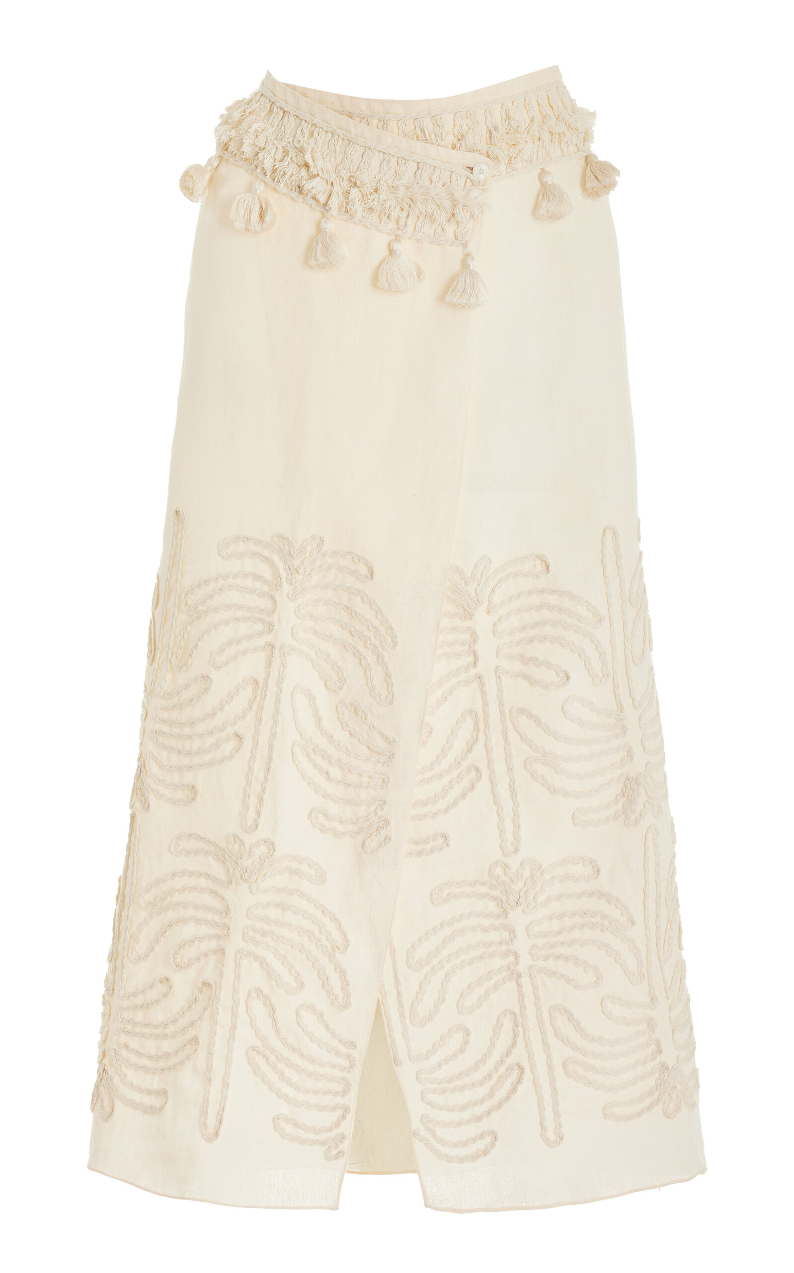 Johanna Ortiz Tansania Sun Embroidered Midi Wrap Skirt In White