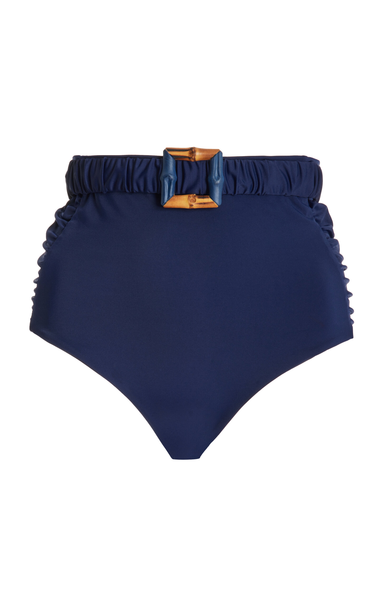 Shop Johanna Ortiz Mahaba Buckle-detailed Bikini Bottom In Navy