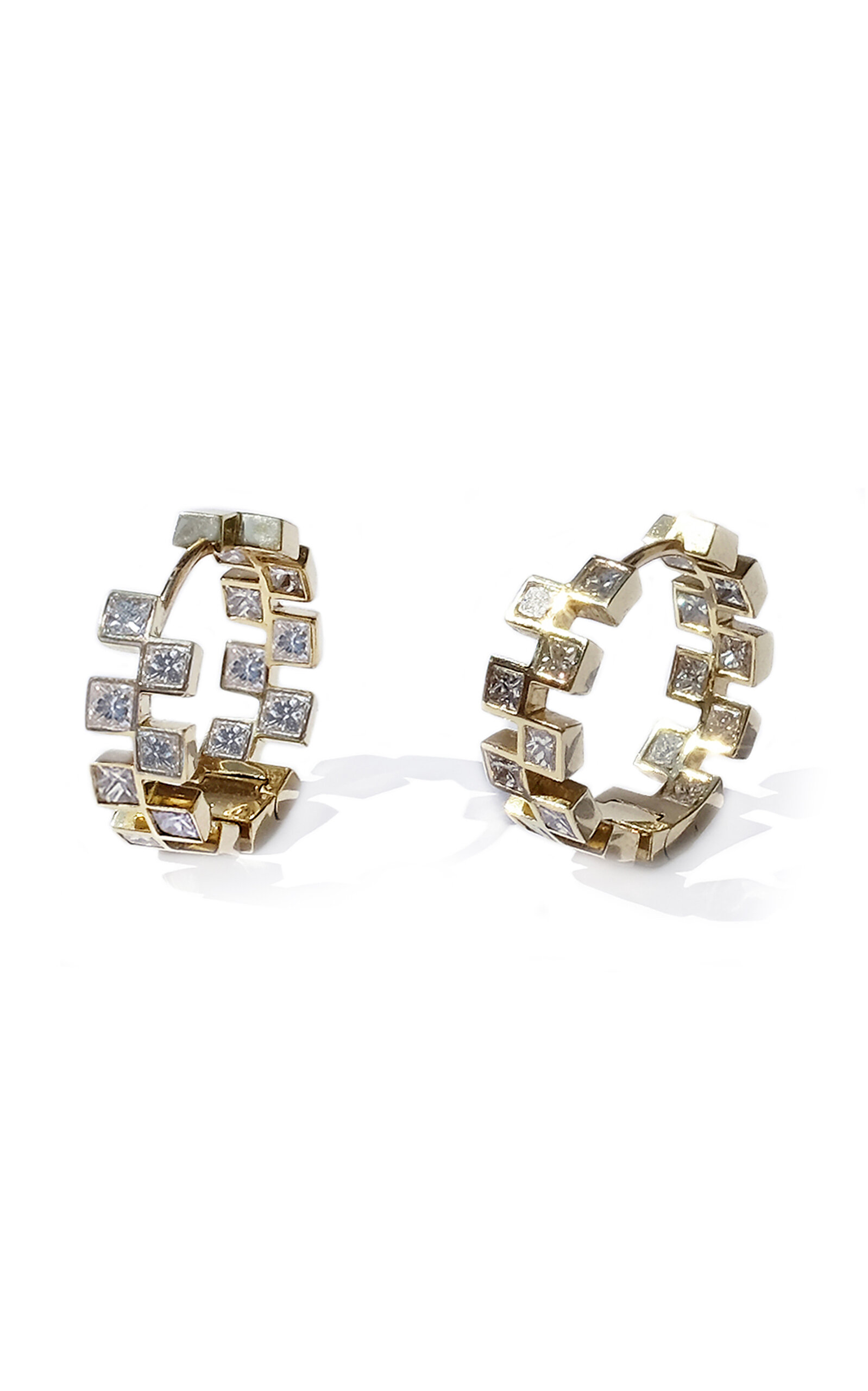 18K Yellow Gold Anerise Diamond Hoop Earrings