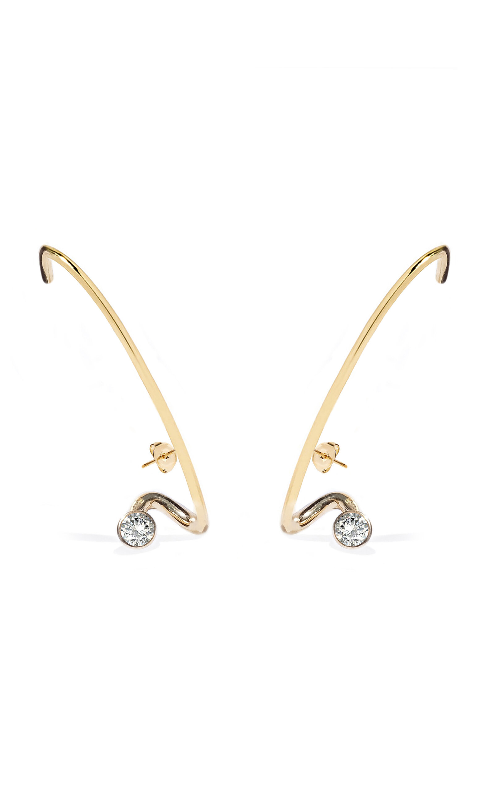 Katkim 18k Yellow Gold Crescendo Flare Diamond Single Earring