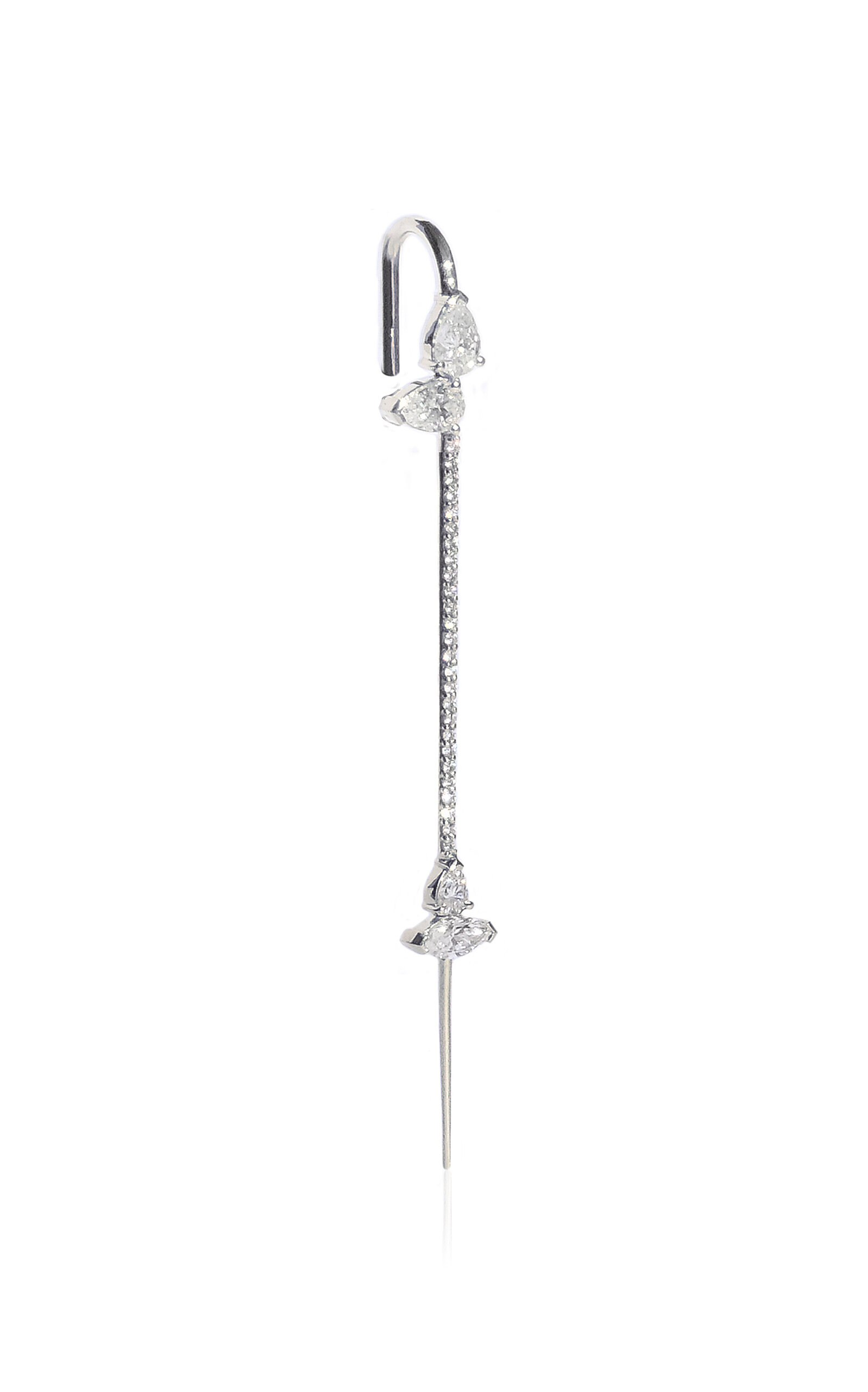 Katkim 18k White Gold And Diamond Allora Single Ear Pin In White