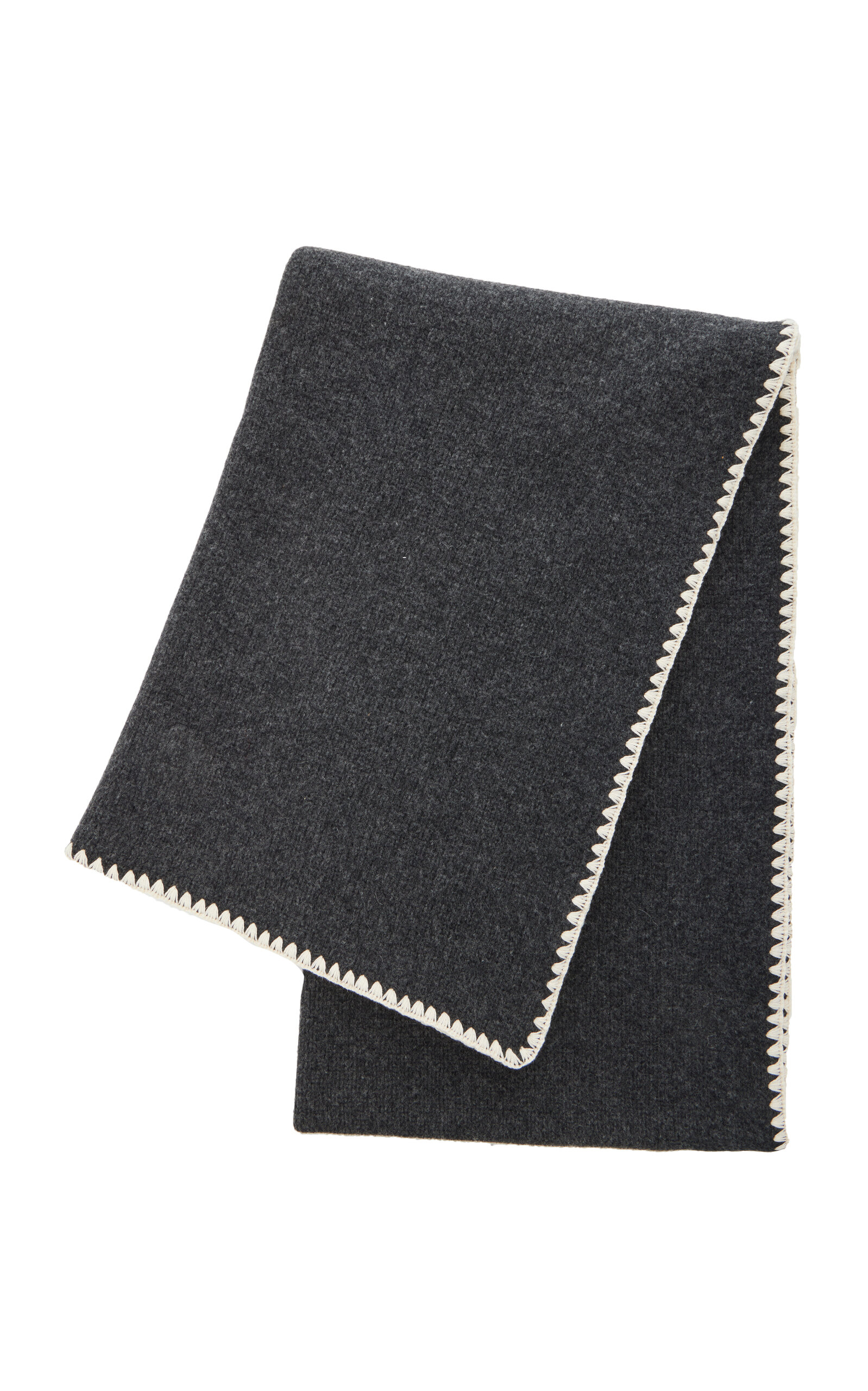 Totême Embroidered Wool-cashmere Scarf In Grey