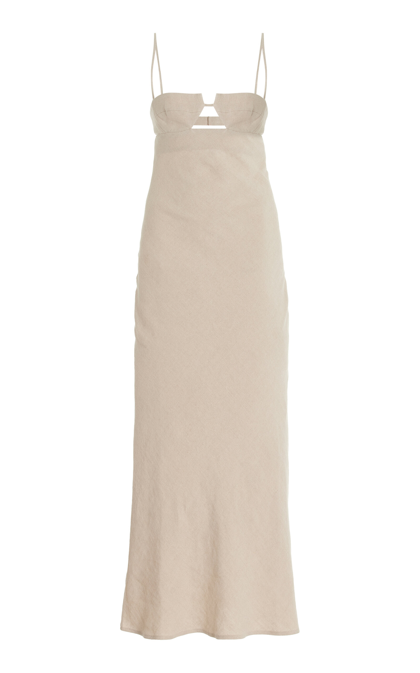 Shop St Agni Bra-detailed Linen Maxi Dress In Neutral