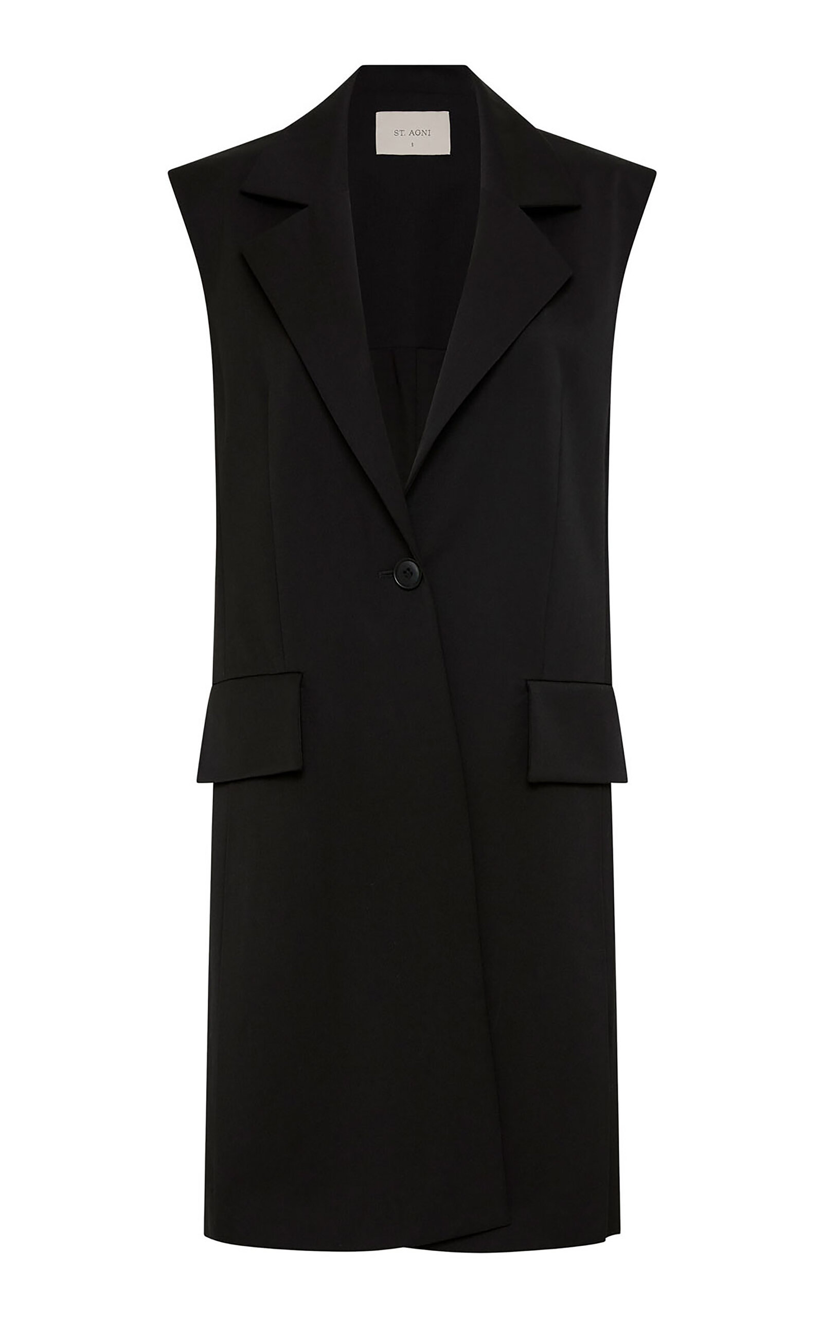 St Agni Sleeveless Stretch-wool Tailored Blazer In Black