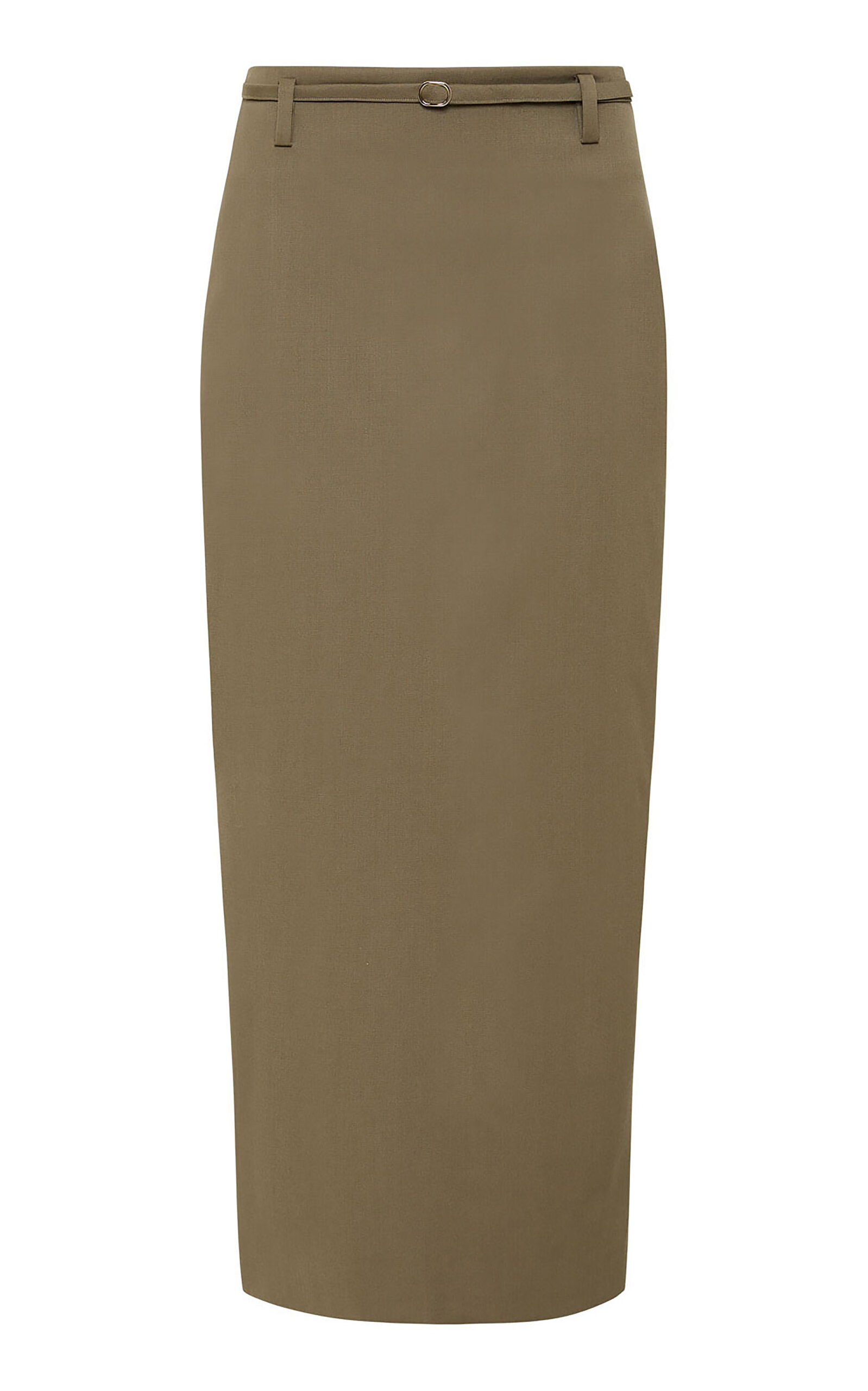 Shop St Agni Kelp Belted Stretch-wool Pencil Skirt In Brown