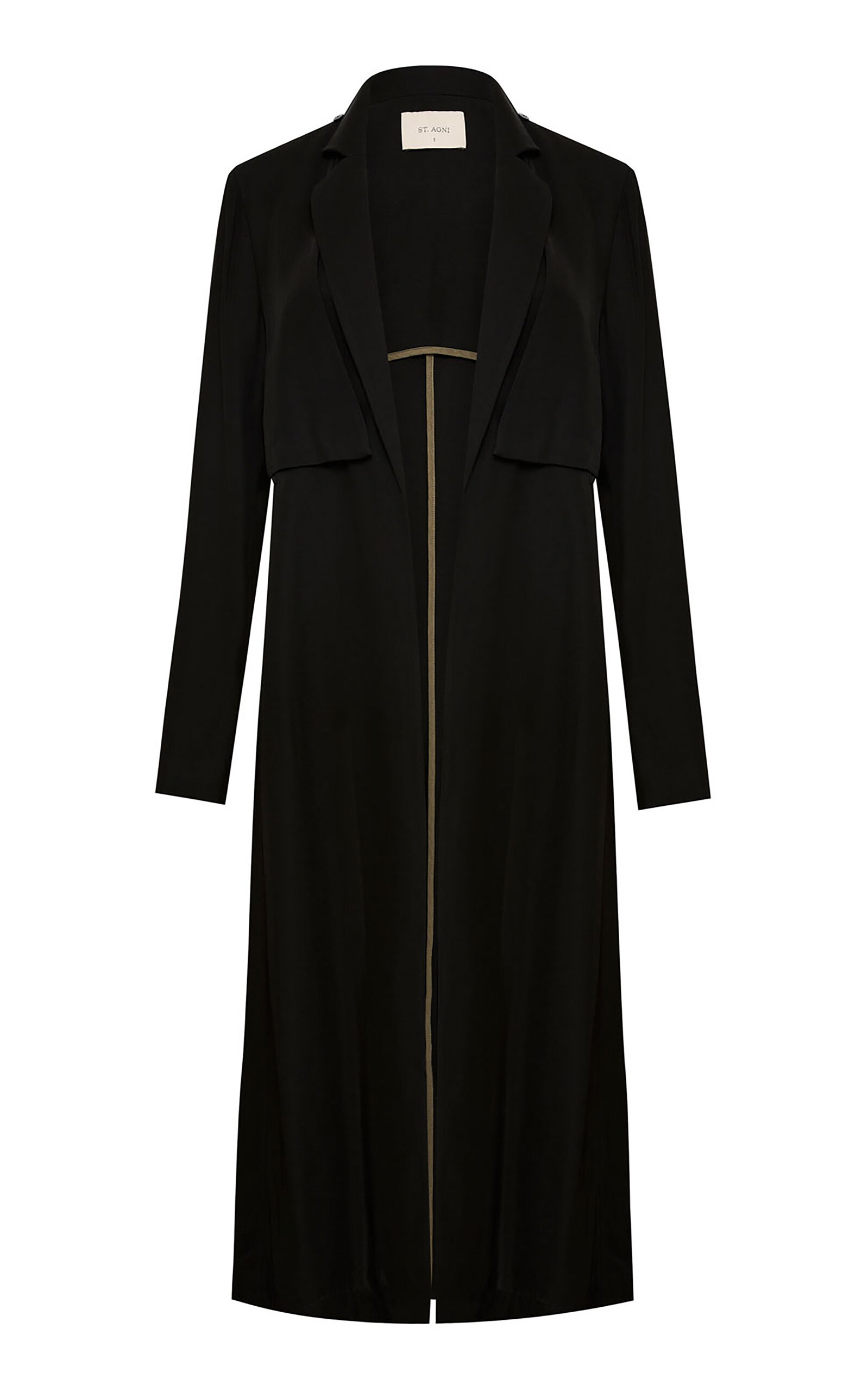 St Agni Layered Lightweight Twill Trench In Black