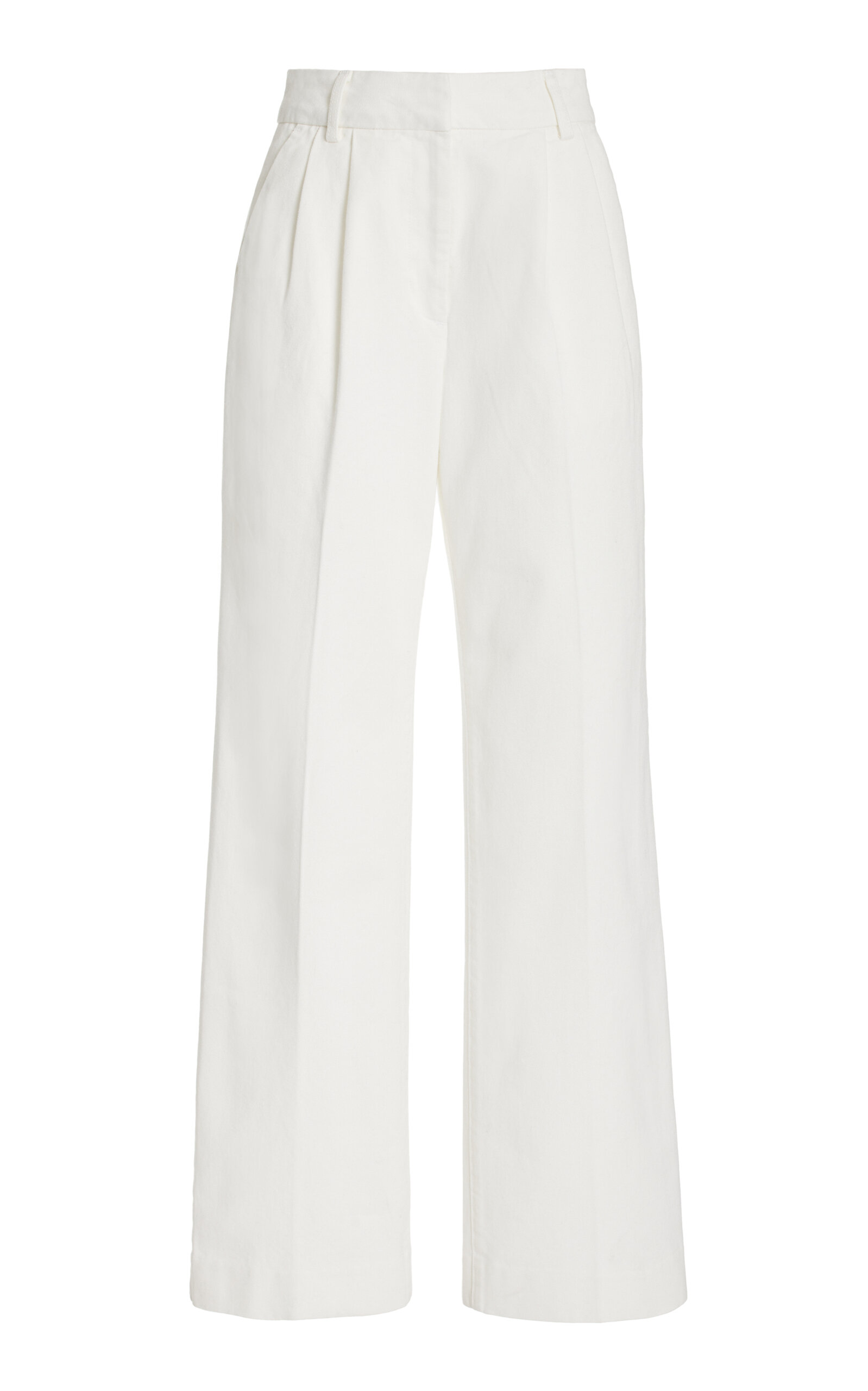 Shop Favorite Daughter The Favorite Pleated Denim Wide-leg Pants In White