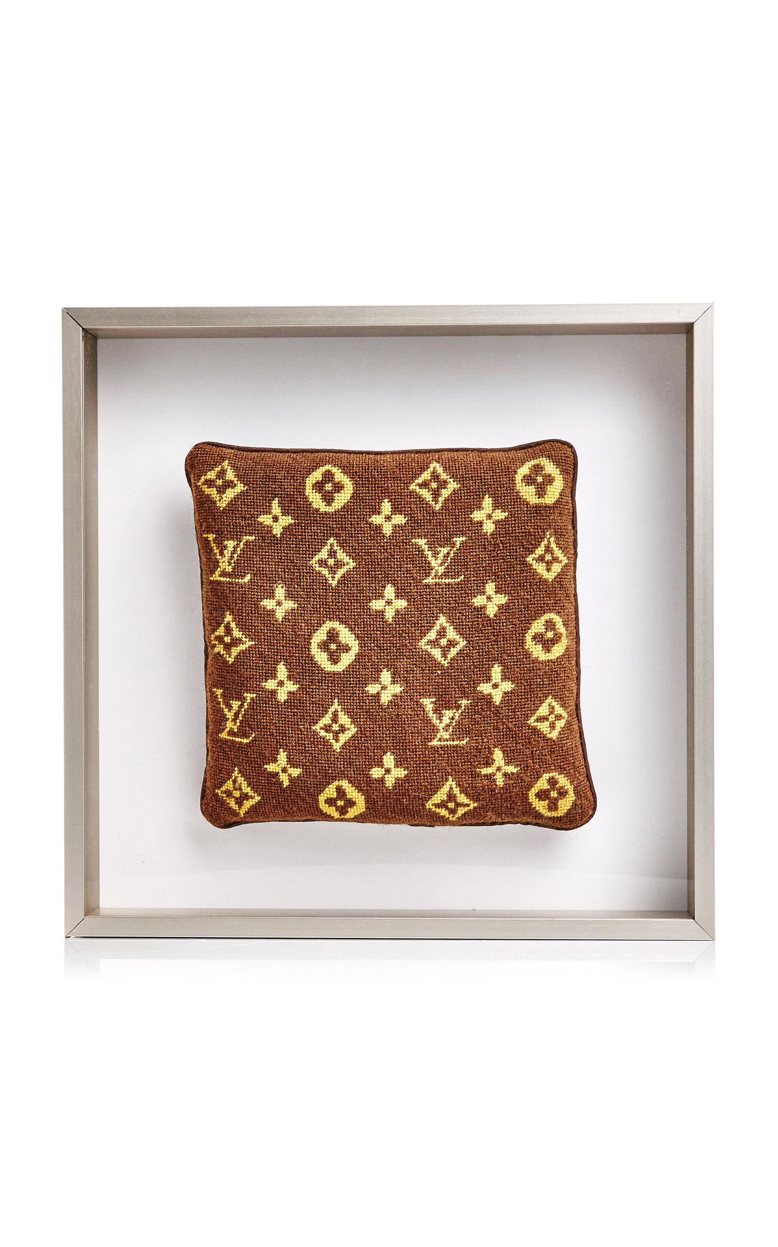 Mantiques Modern Louis Vuitton Needlepoint Pillow In Multi