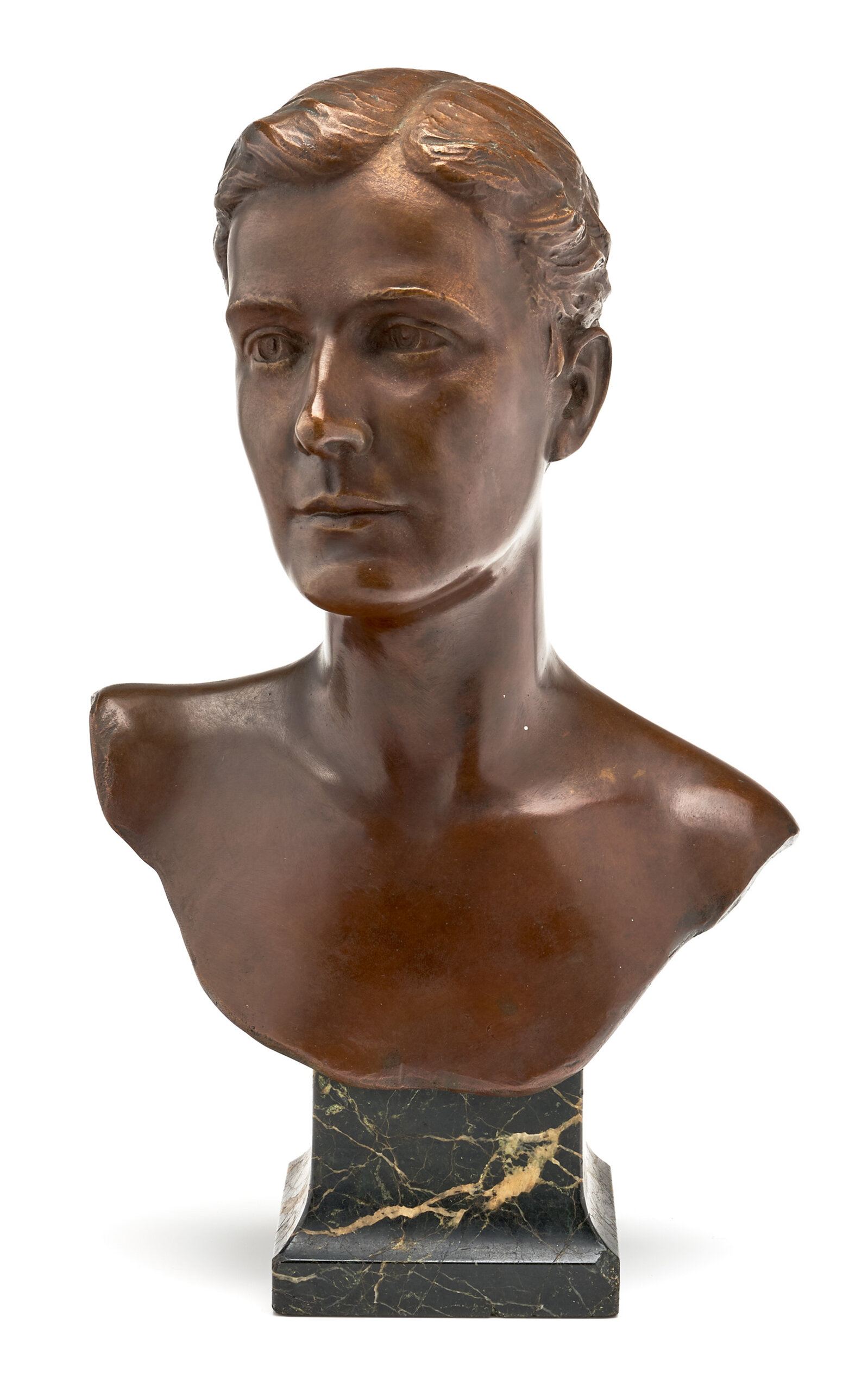 Mantiques Modern Bronze Bust Of A Young Man In Multi