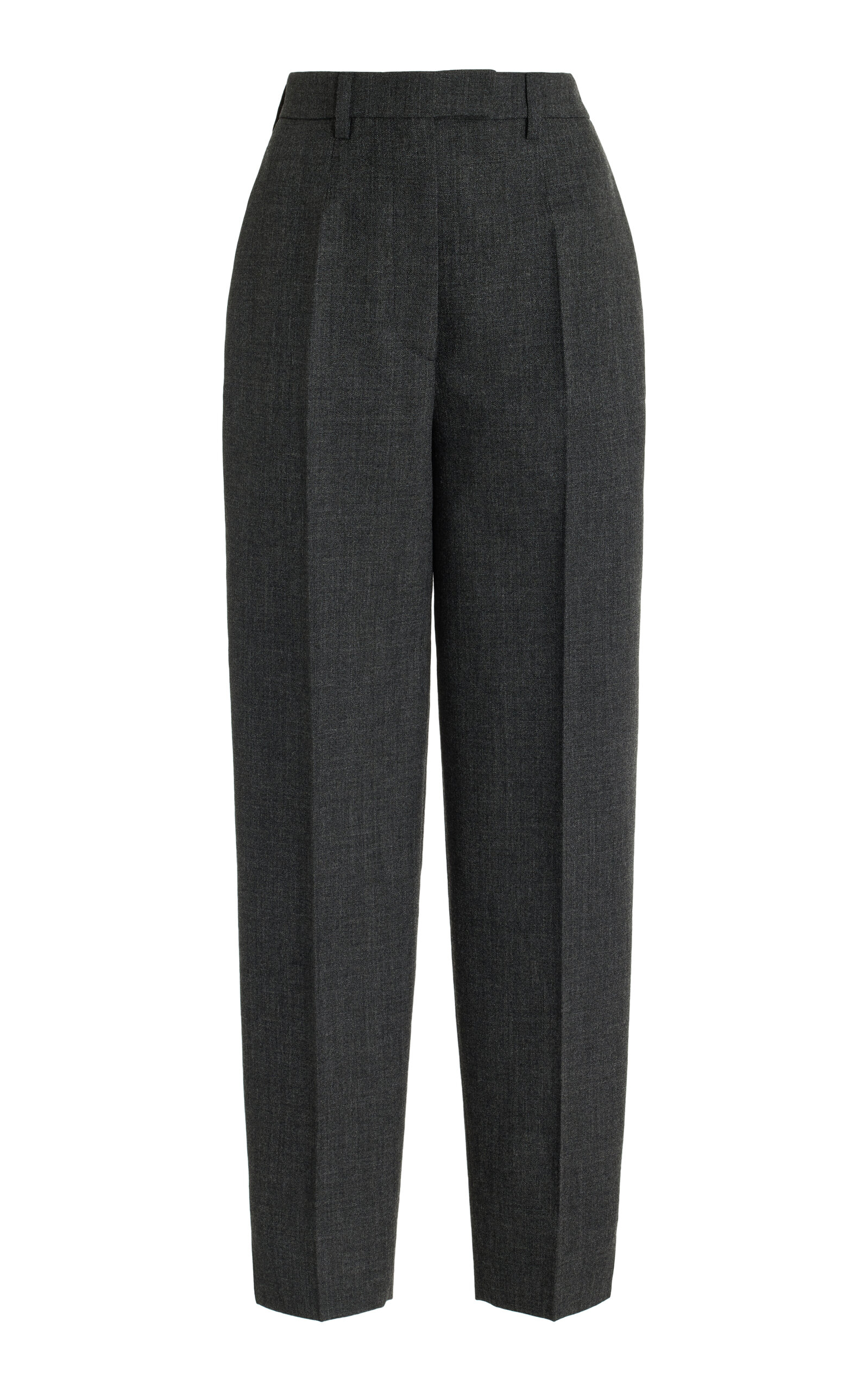 Prada Tapered Wool Trousers In Grey