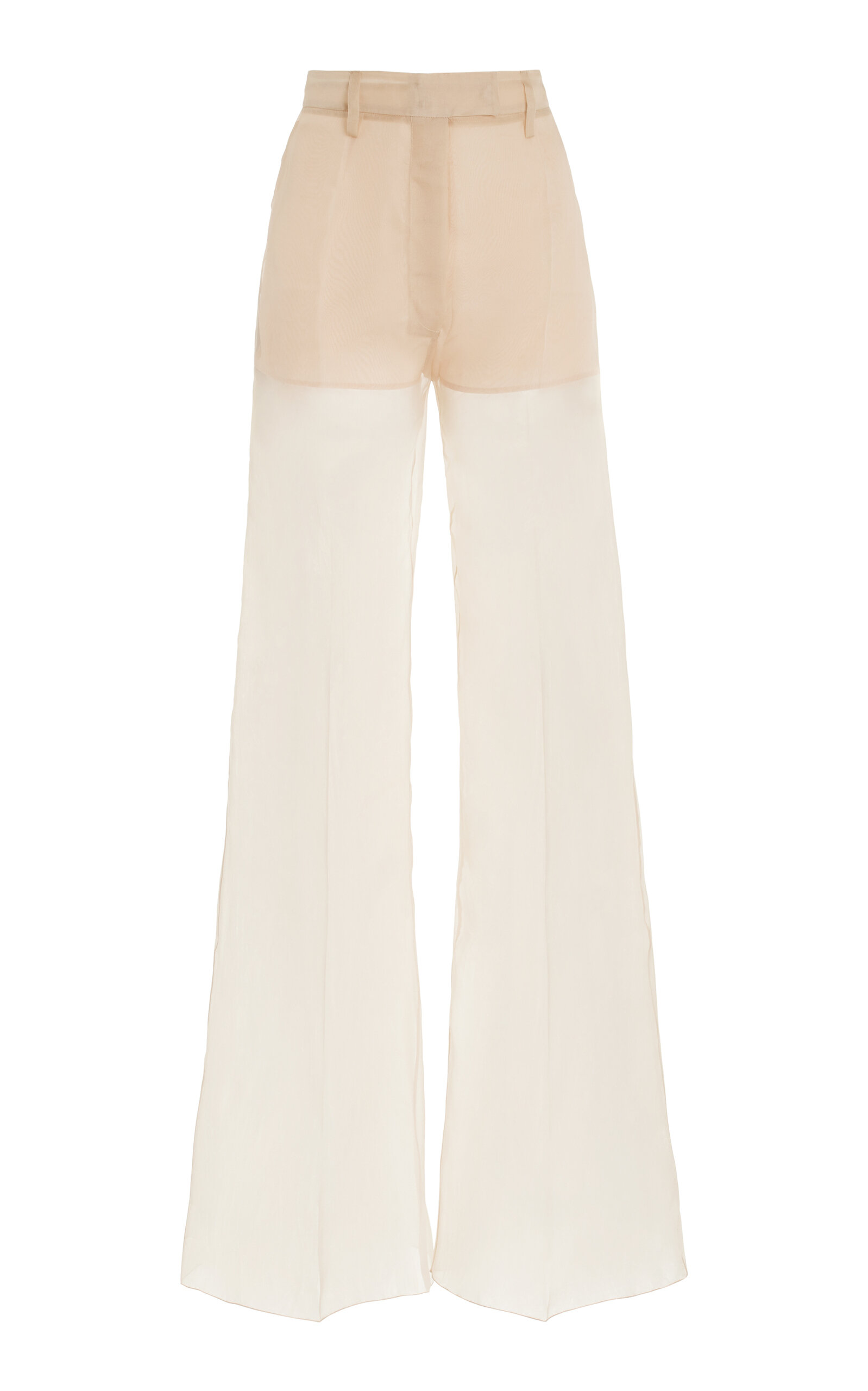 Prada Silk Organza Wide-Leg Pants - Neutral