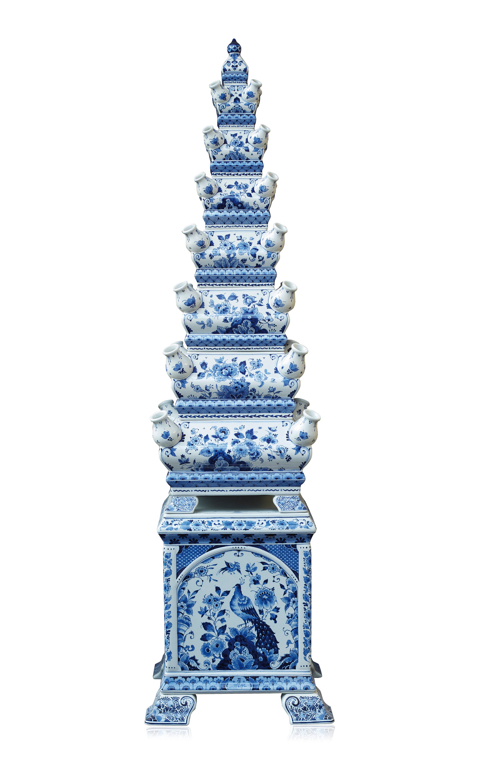 Royal Delft Hand-painted Tulip Vase Pyramid In Blue
