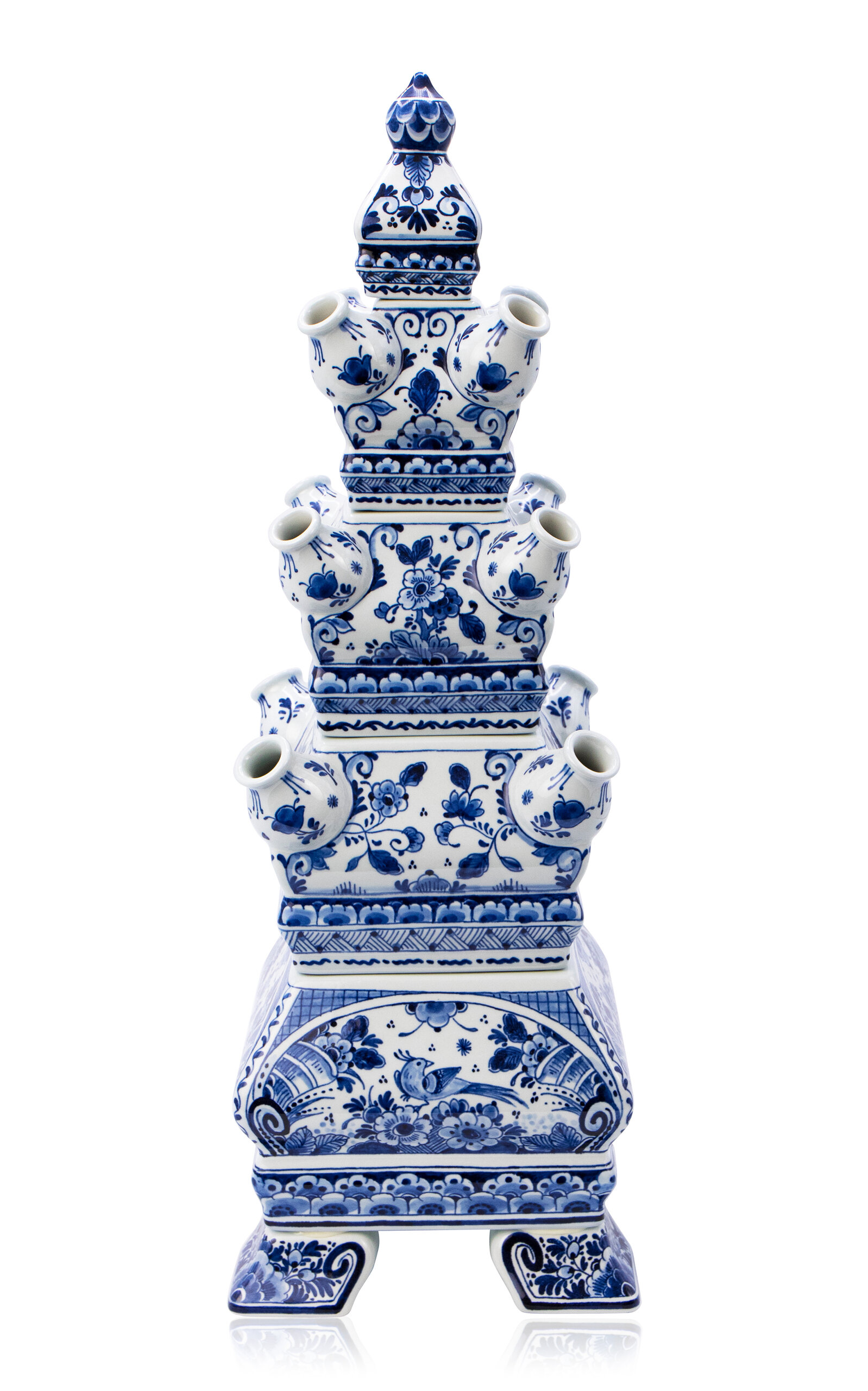 Royal Delft Hand-painted Tulip Vase Table Piece In Blue