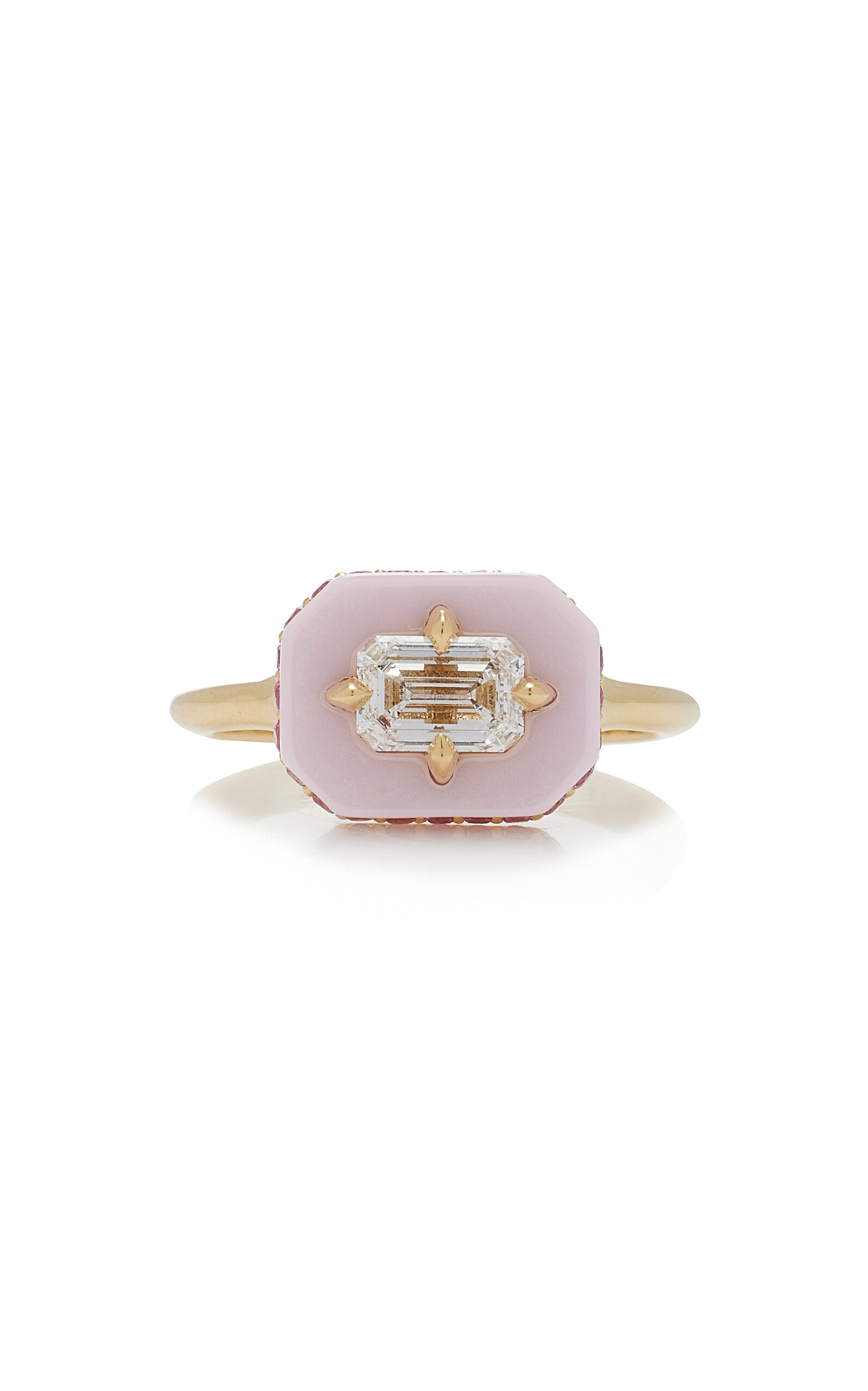 18k Yellow Gold and Rose Ceramic Diamond Ring