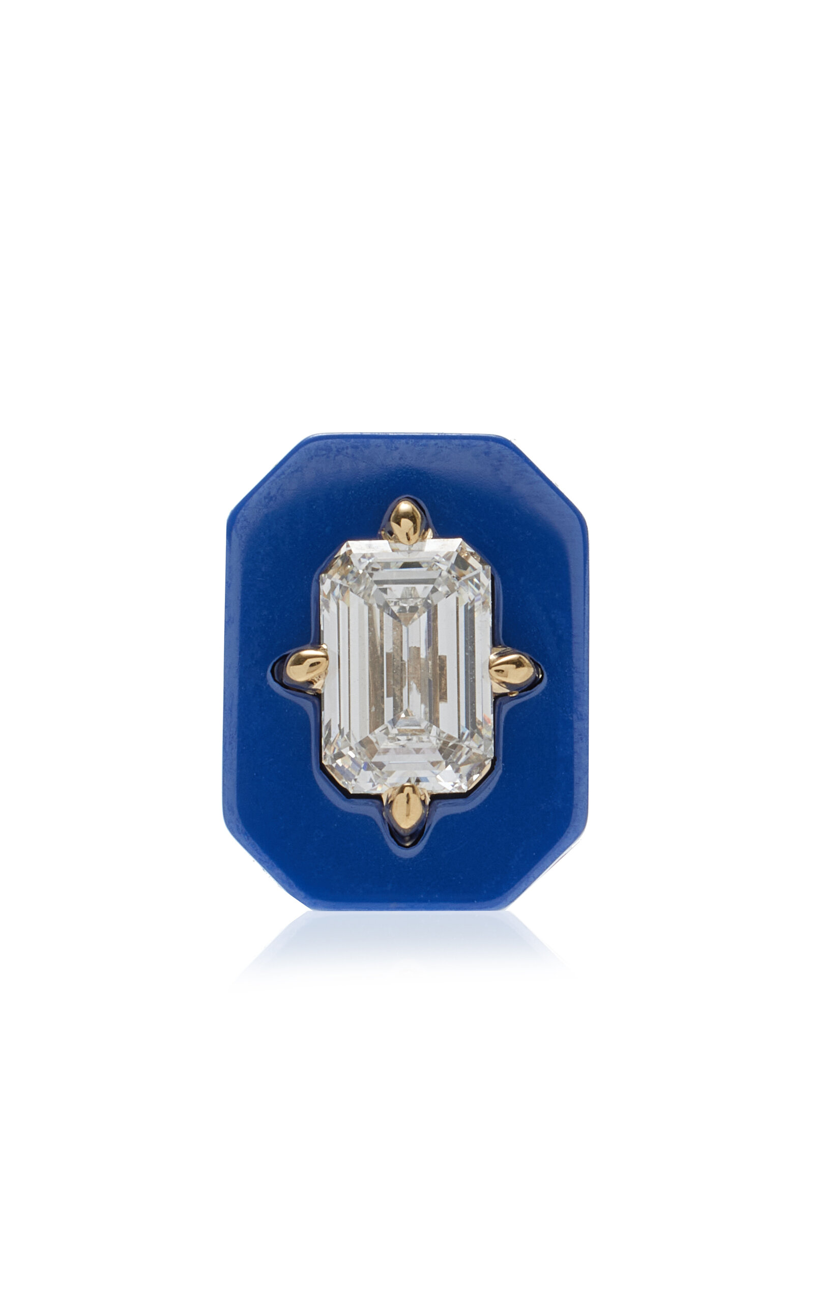 Minty 18k Yellow Gold L'heure Bleue Diamond Medium Single Stud Earring In Blue