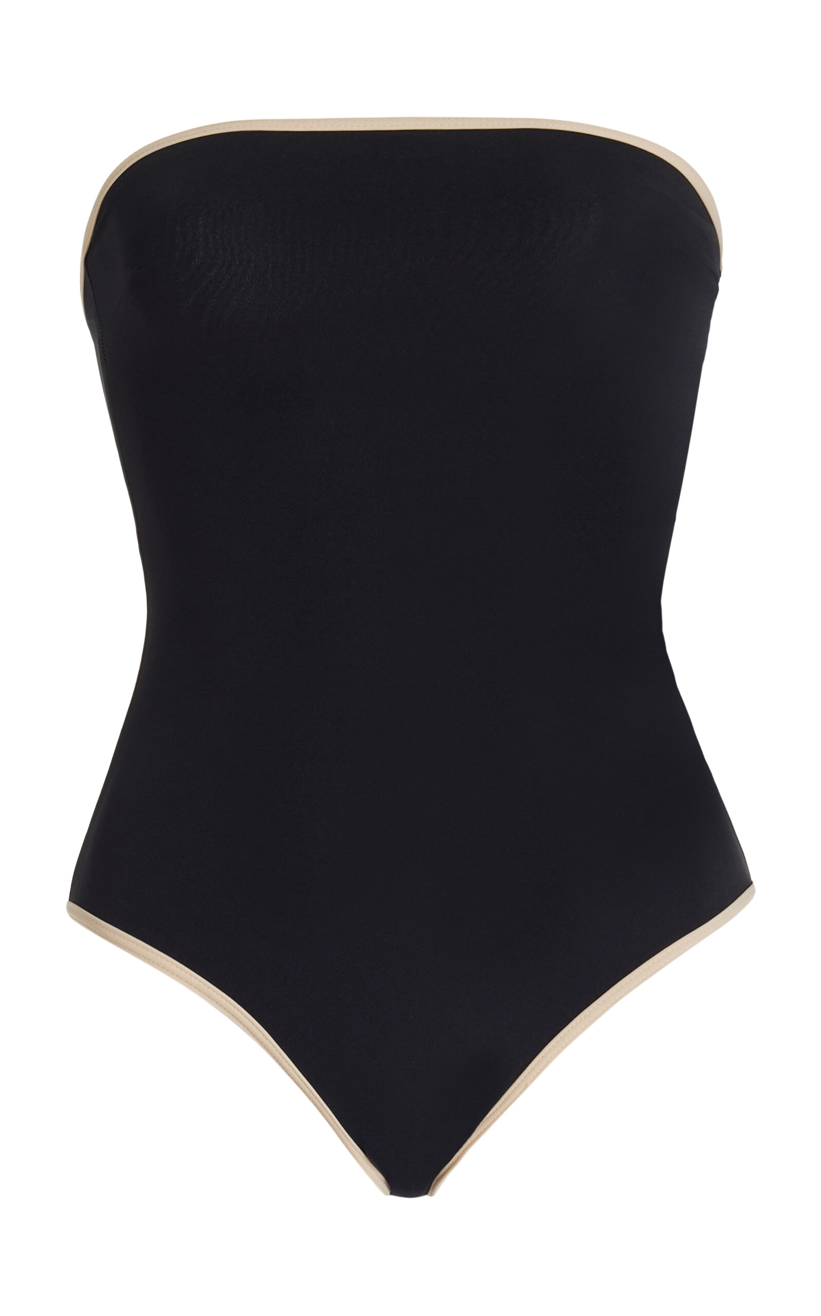 Shop Totême Strapless One-piece Swimsuit In Black
