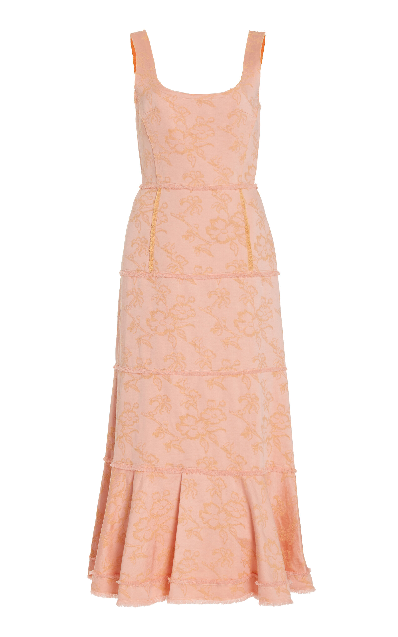 Shop Alexis Corina Printed Cotton-blend Midi Dress In Pink
