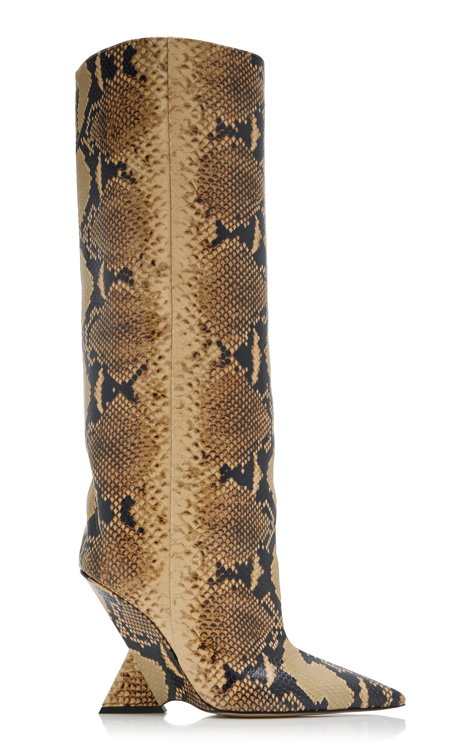 Shop Attico Cheope Python-effect Leather Knee Boots In Animal