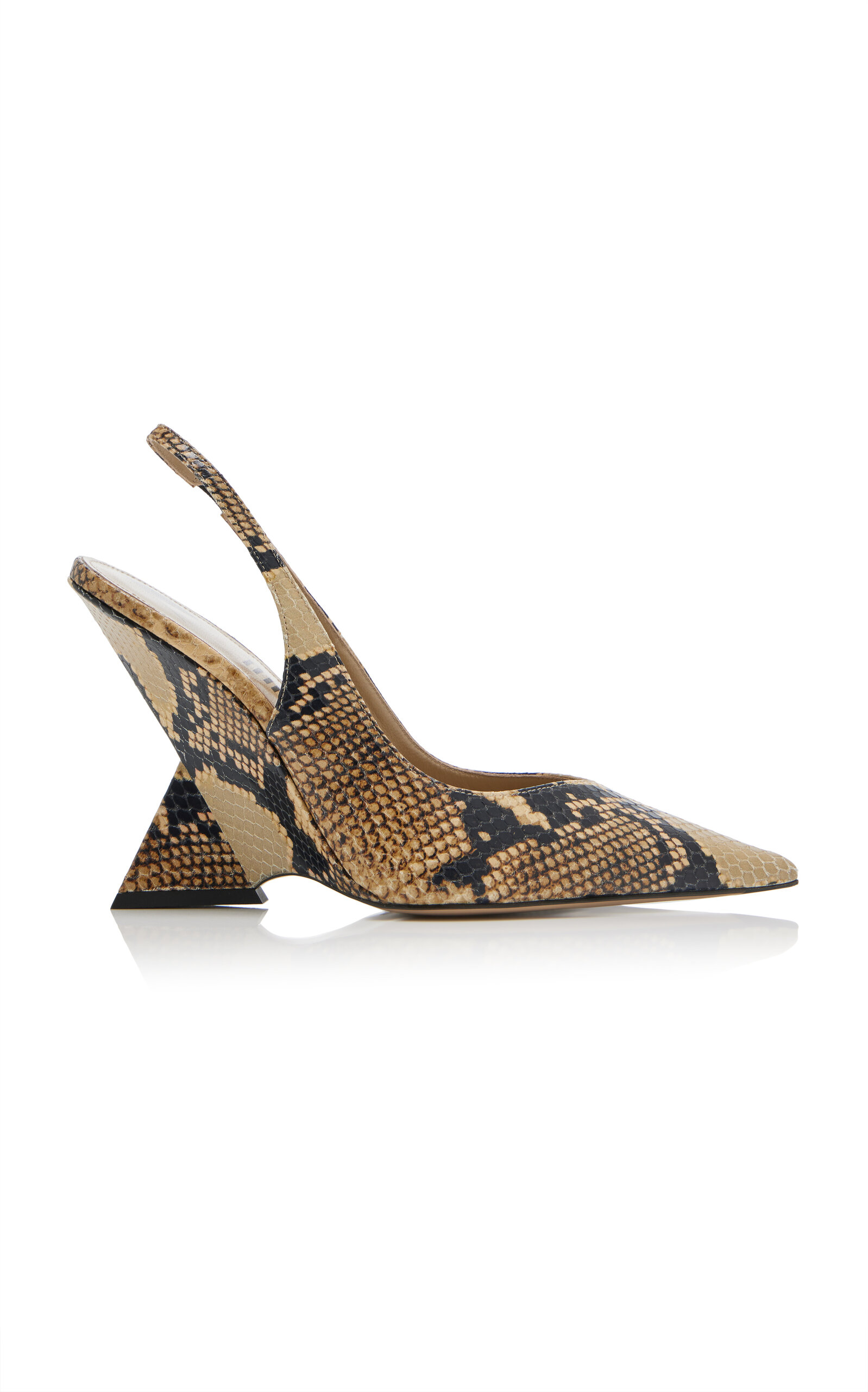 Attico Cheope Python-effect Leather Slingback Pumps In Animal
