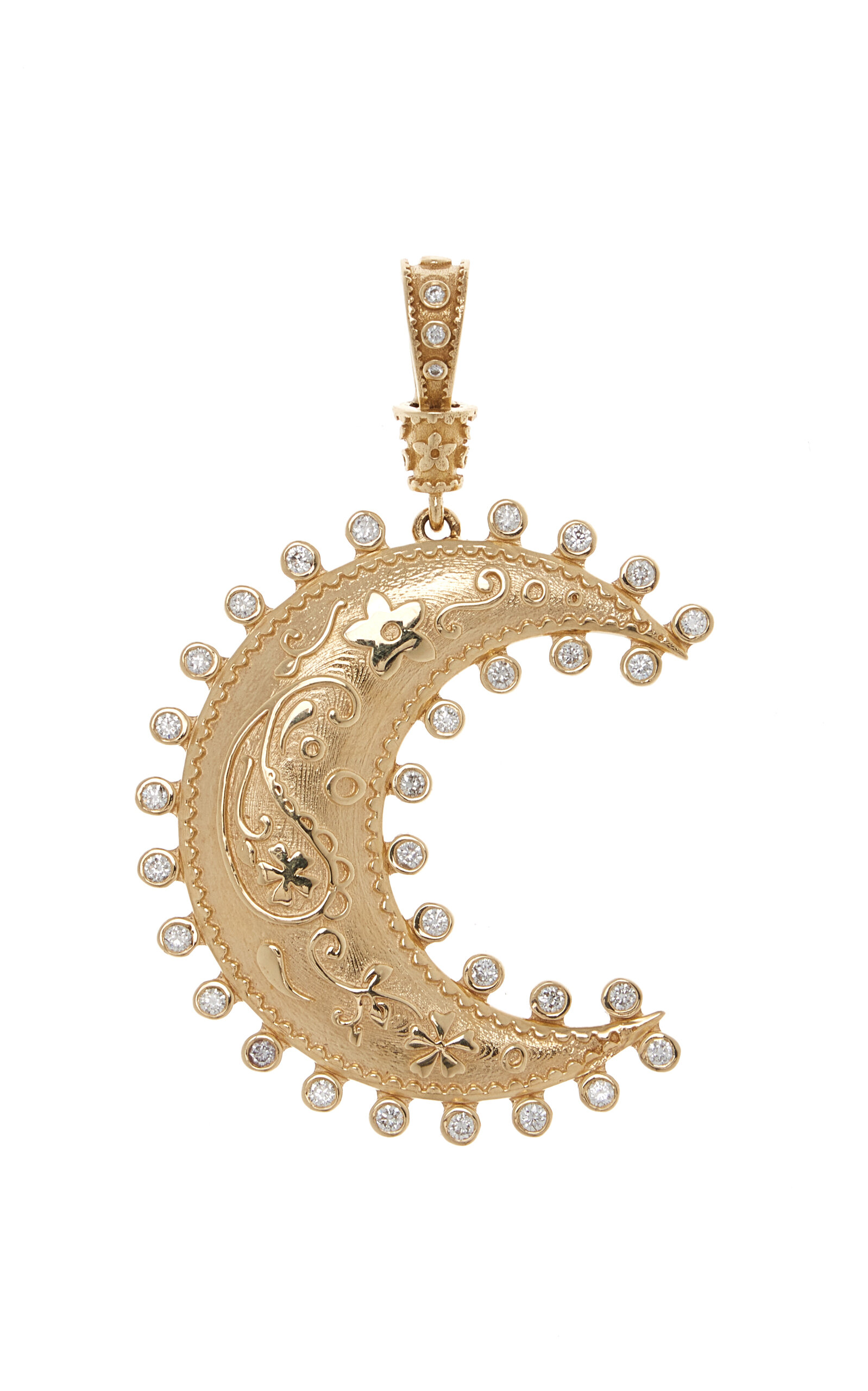 Marlo Laz Large Southwestern 14K Yellow Gold Diamond Pendant