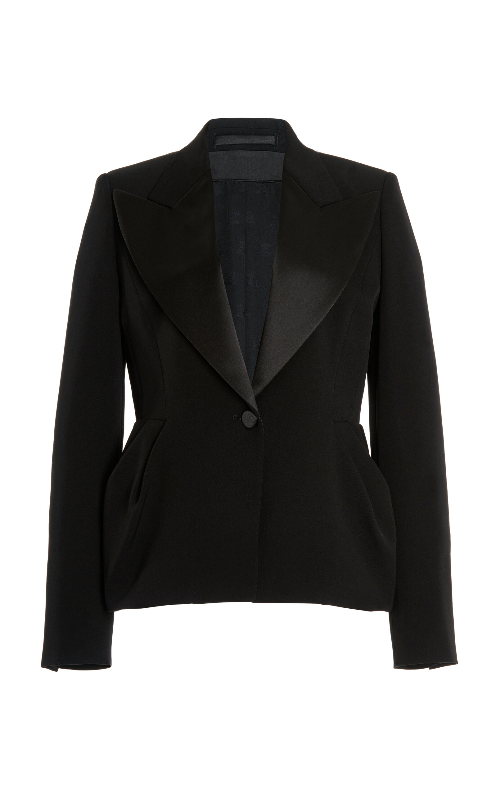 Max Mara Wool Single-breasted Blazer Jacket In Black