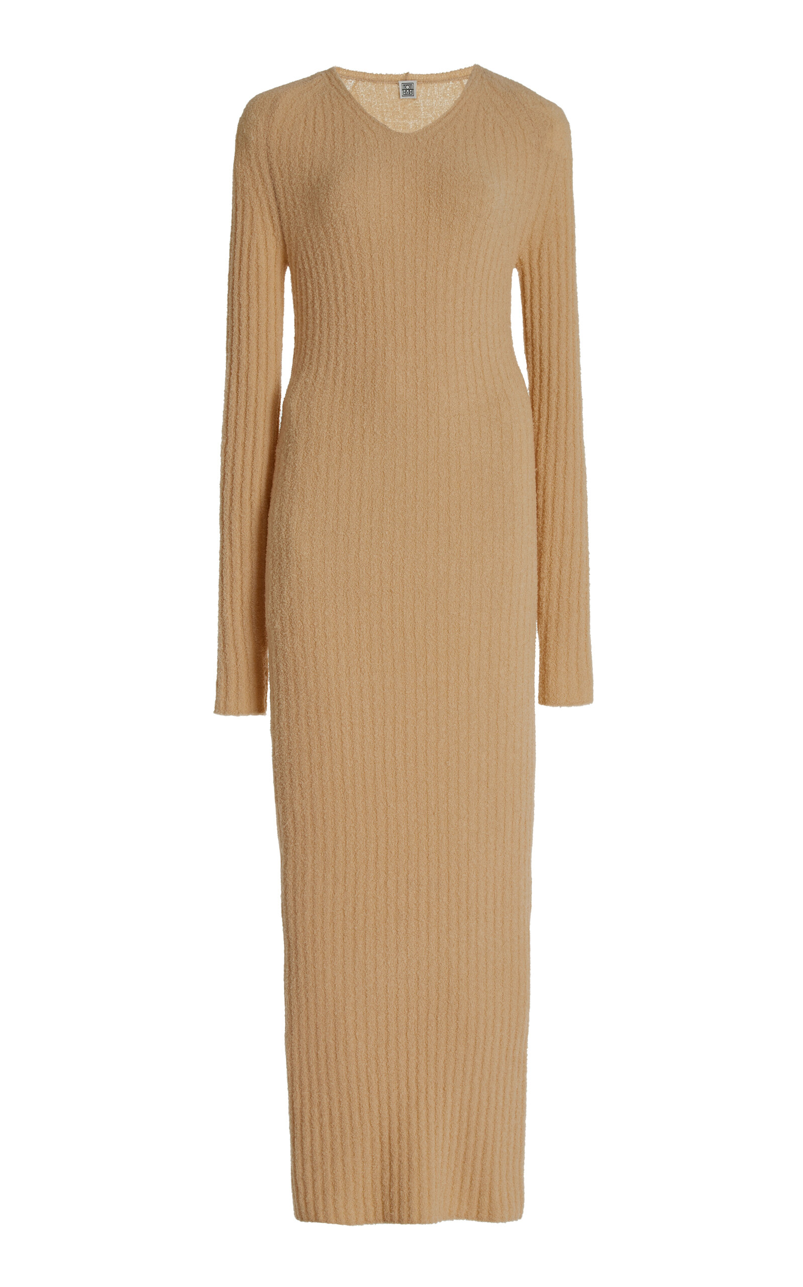 Totême Ribbed Wool-blend Maxi Dress In Neutral