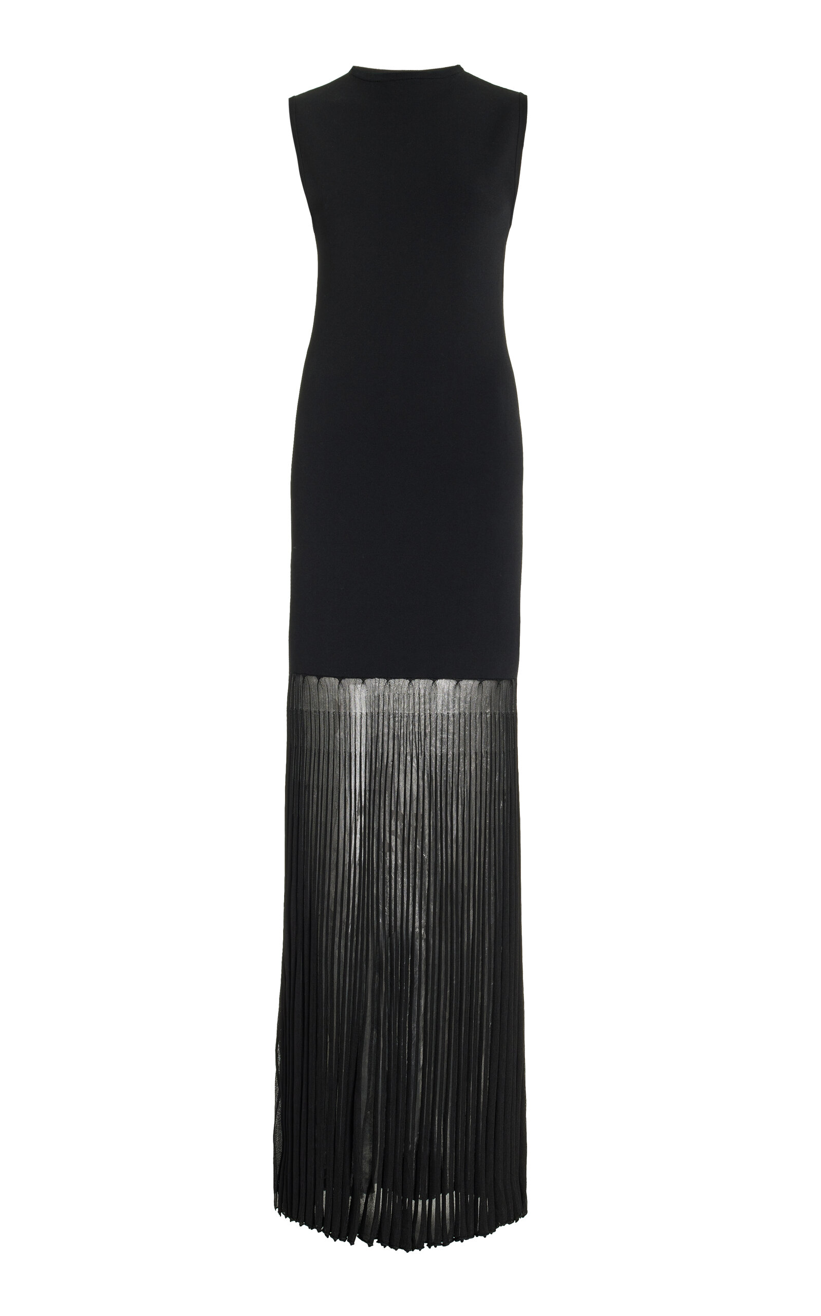 Totême Pleated Knit Maxi Dress In Black