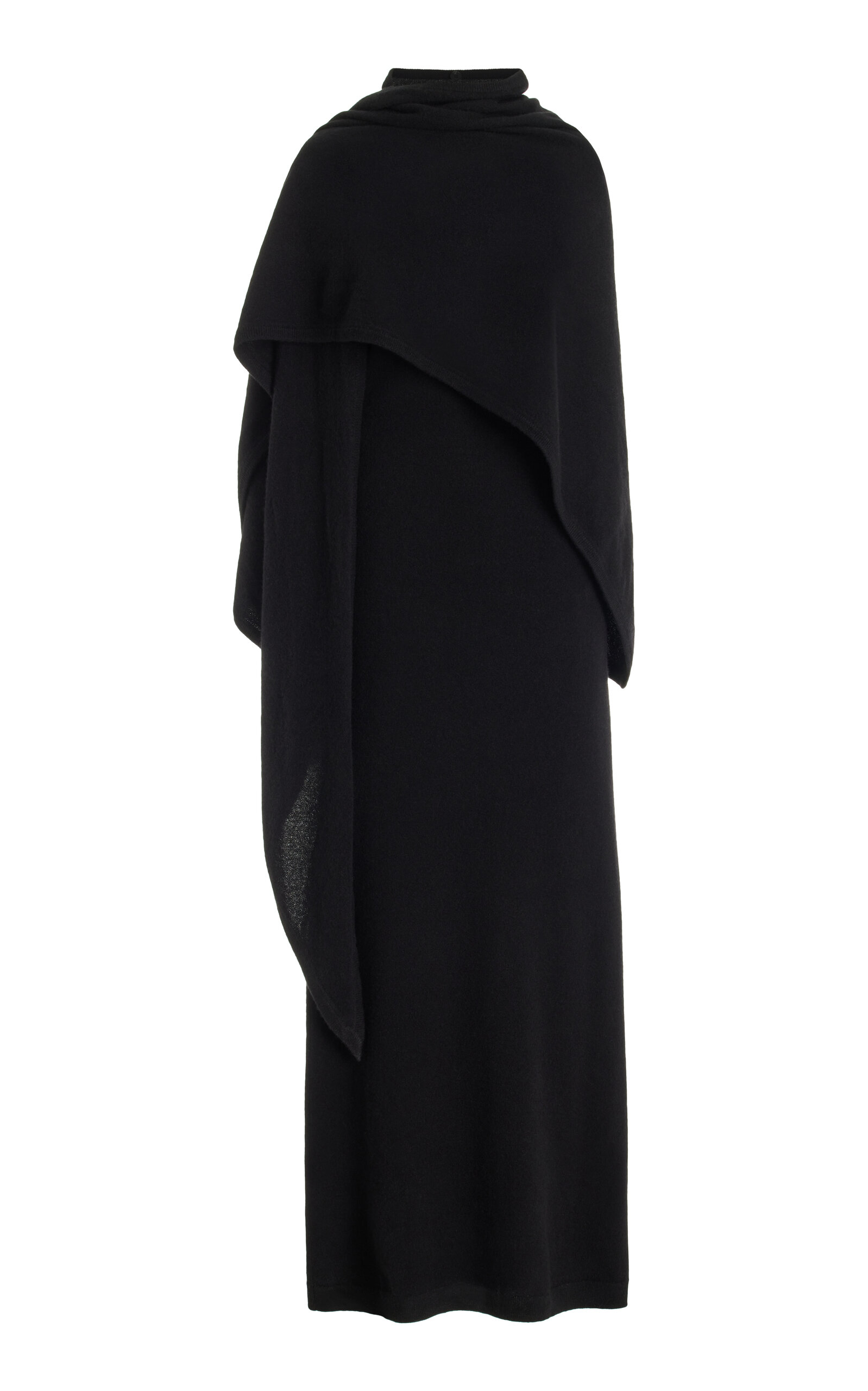 Shop Totême Cashmere Maxi Shawl Dress In Black