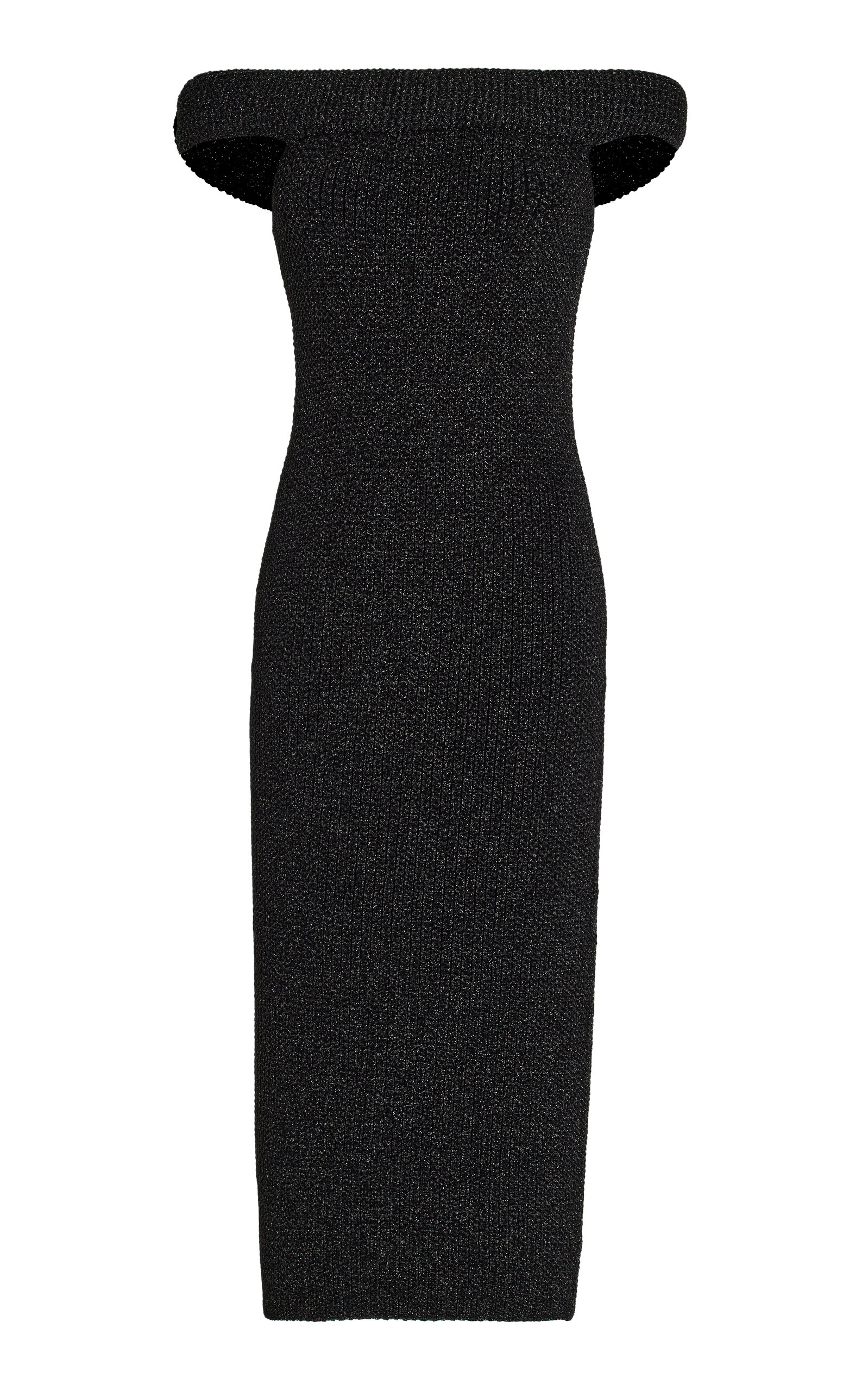 Shop Totême Off-the-shoulder Knit Midi Dress In Black