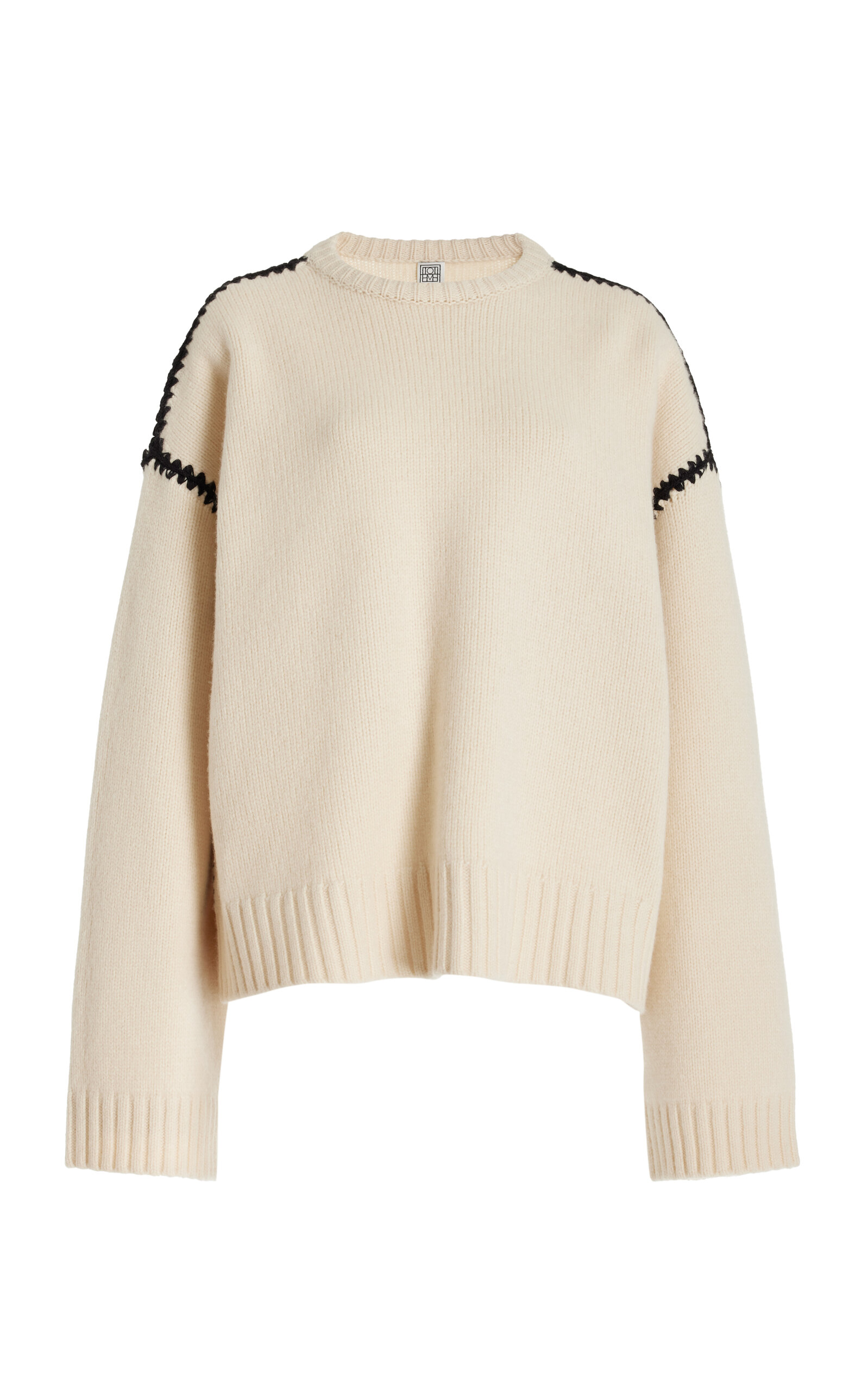 Shop Totême Embroidered Wool-cashmere Sweater In White
