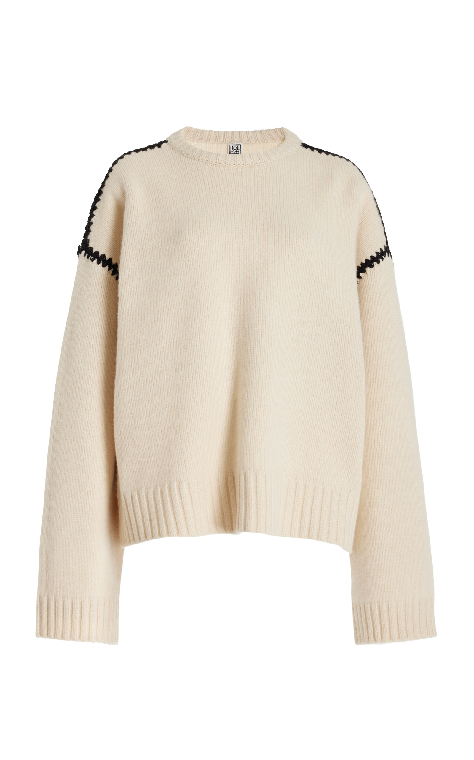 Totême Whipstitched Wool Jumper In White