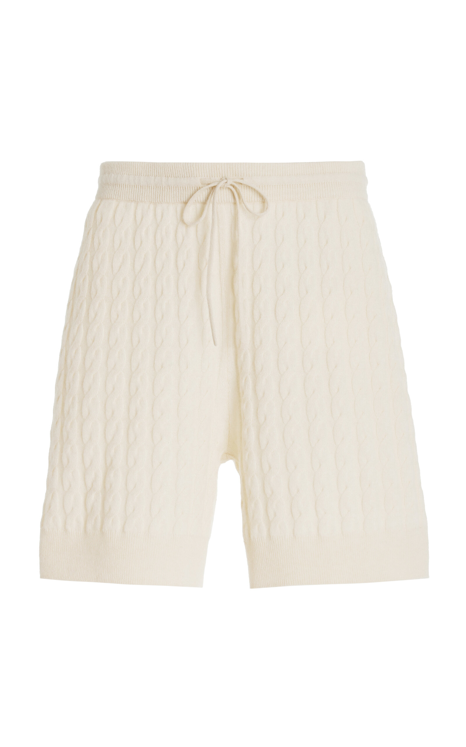 Totême Cable-knit Wool-cashmere Shorts In White
