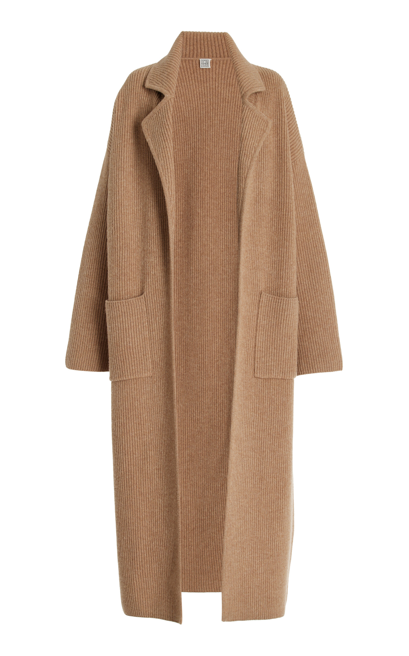 Shop Totême Ribbed-knit Wool Cardigan Coat In Neutral