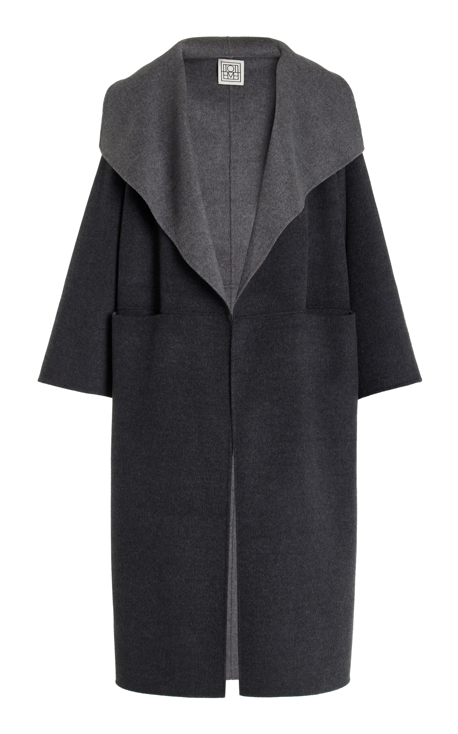 Totême Signature Wool-cashmere Coat In Dark Grey Melange
