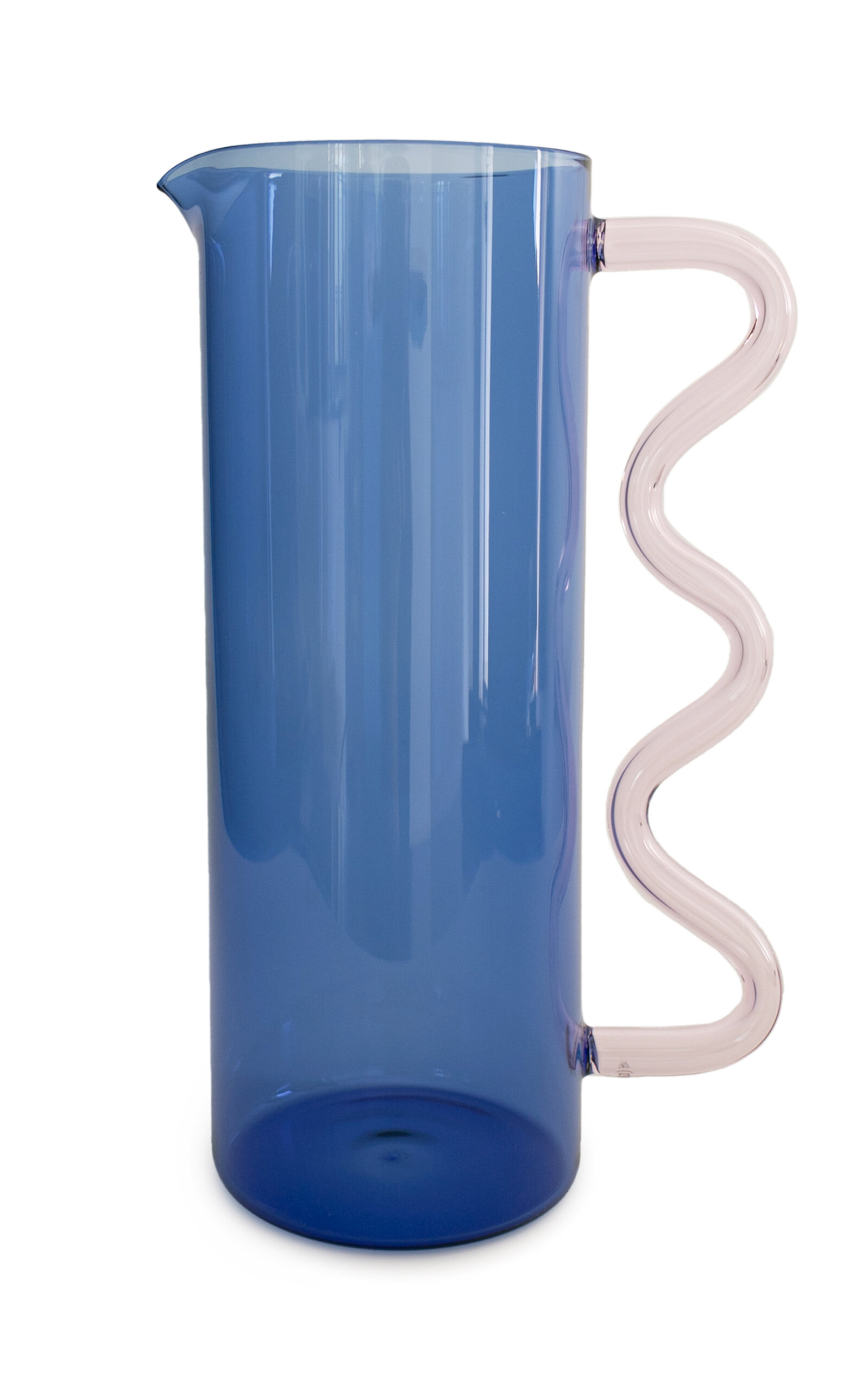 Sophie Lou Jacobsen Wave Contrast-handle Glass Pitcher 1.2l In Blue
