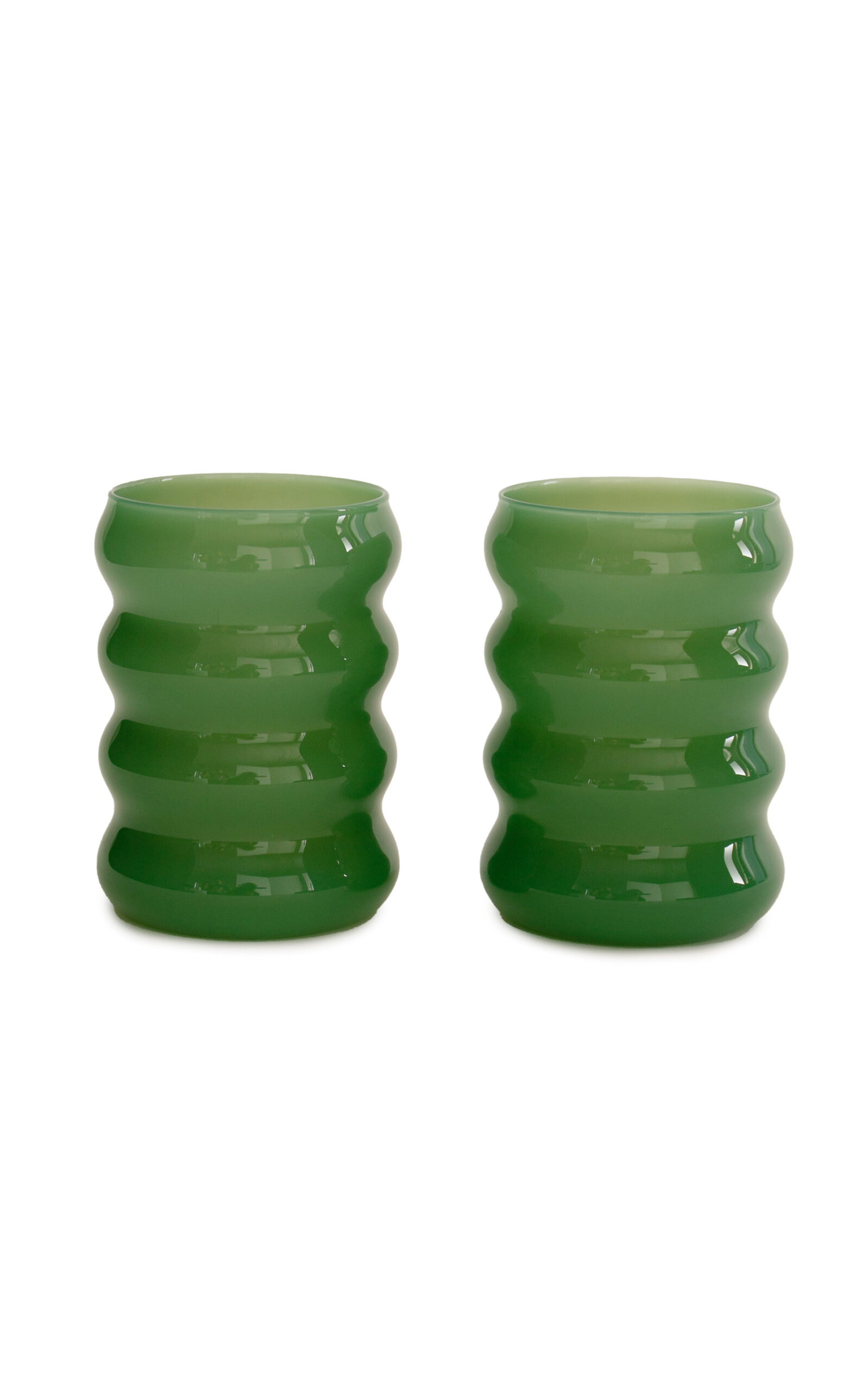 Sophie Lou Jacobsen Ripple Glass Cup Set In Green
