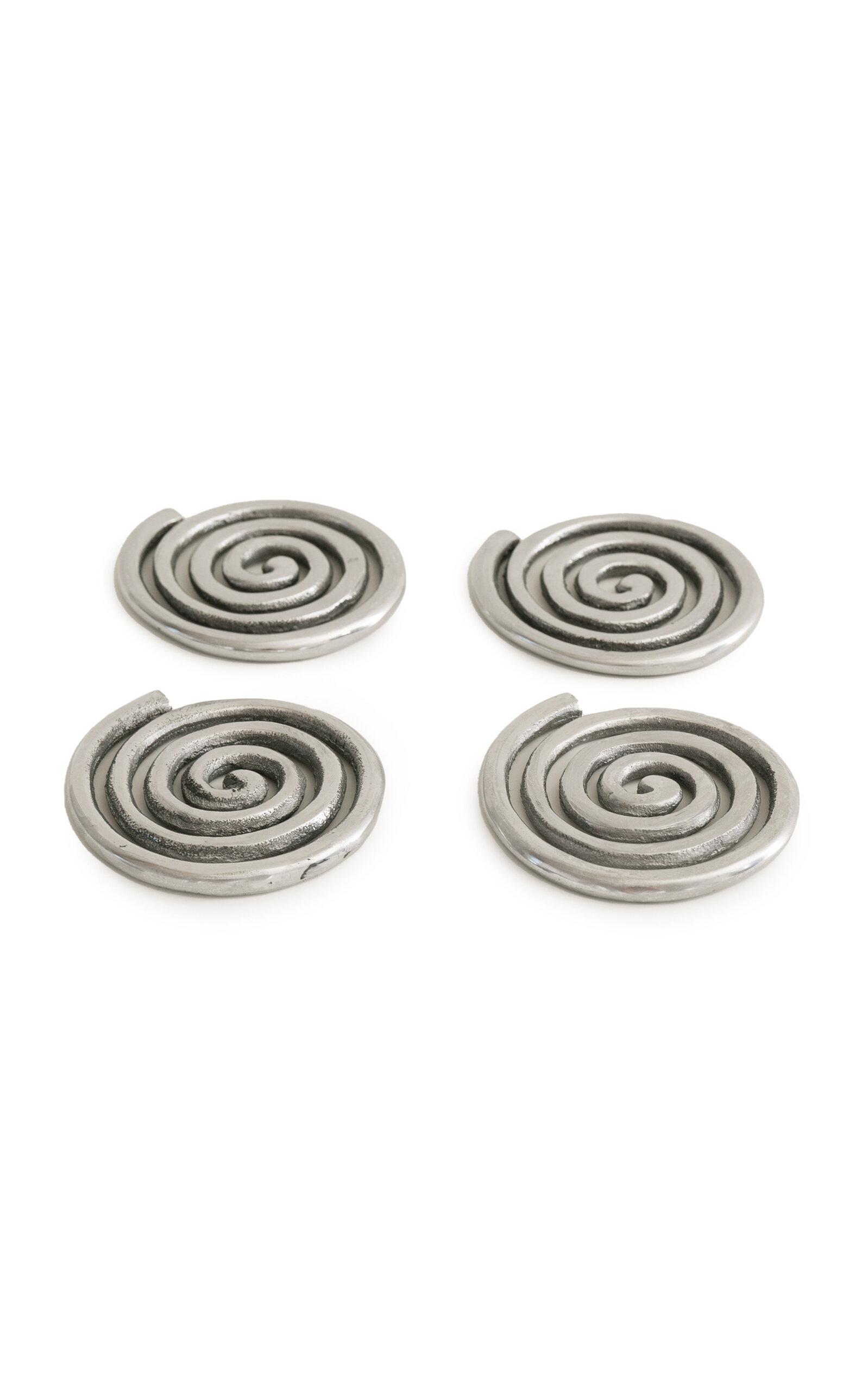 Sophie Lou Jacobsen Spiral Nickel-plated Coasters In Silver