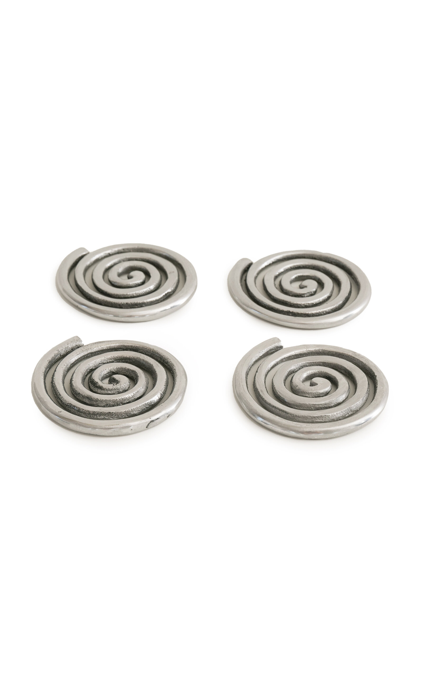 Sophie Lou Jacobsen Spiral Nickel-Plated Coasters - Silver - Women's Clothing