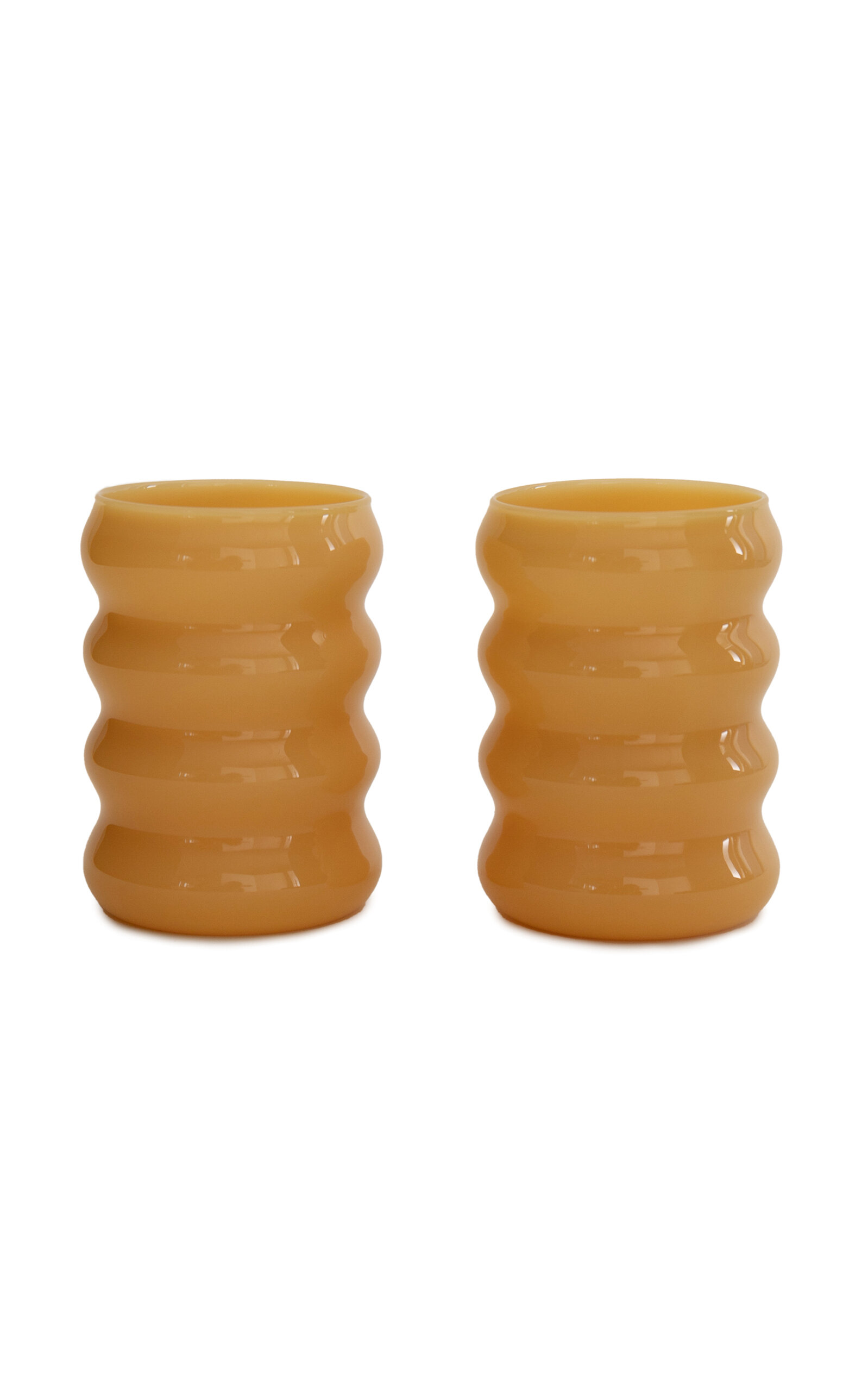 Sophie Lou Jacobsen Ripple Glass Cup Set In Yellow
