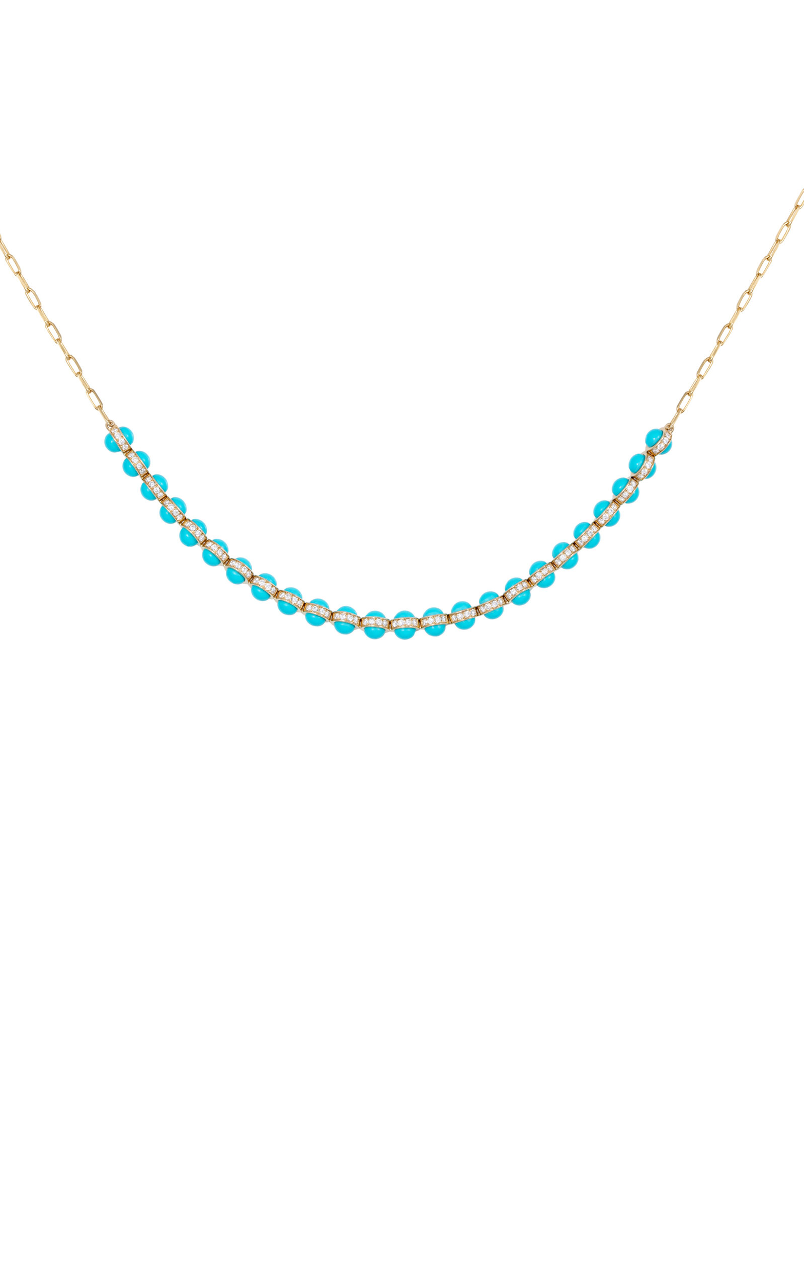 L'atelier Nawbar 18k Yellow Gold The Cobalt Diamond And Turquoise Enamel Necklace In Blue