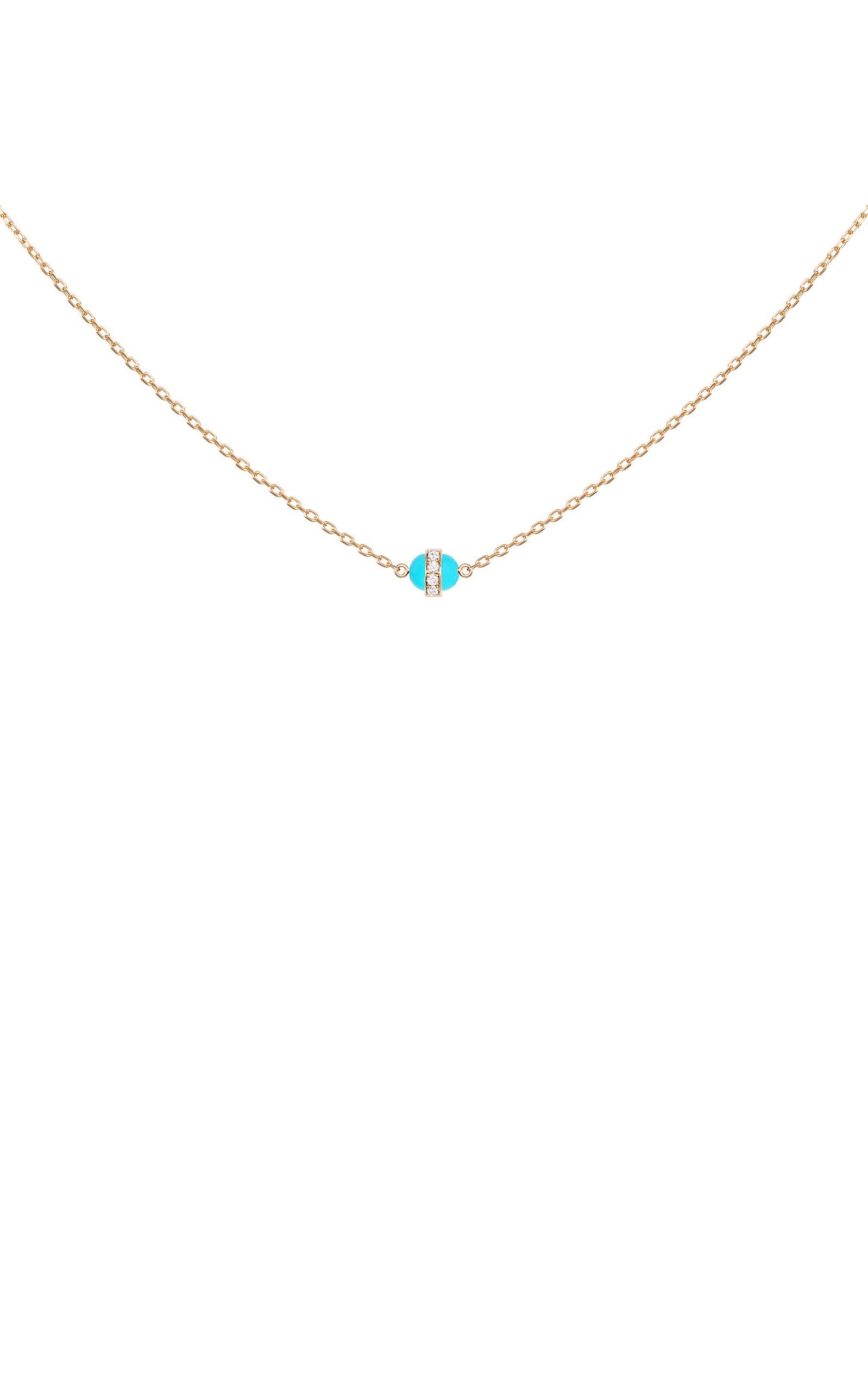L'atelier Nawbar 18k Yellow Gold The Single Cobalt Diamond And Turquoise Enamel Necklace In Blue