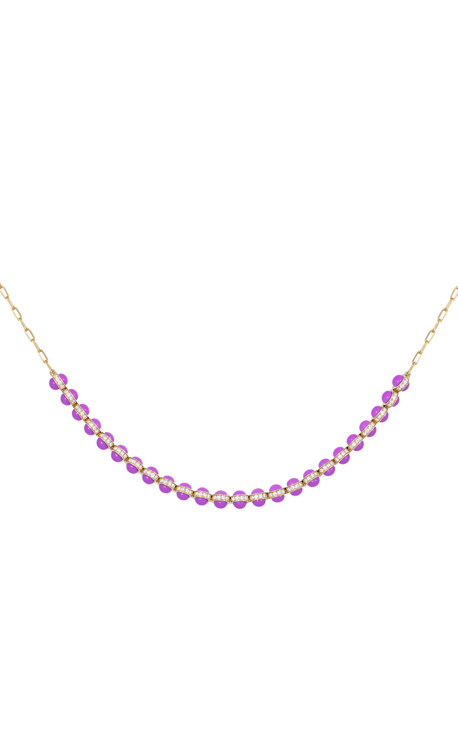 L'atelier Nawbar 18k Yellow Gold The Cobalt Diamond And Purple Enamel Necklace