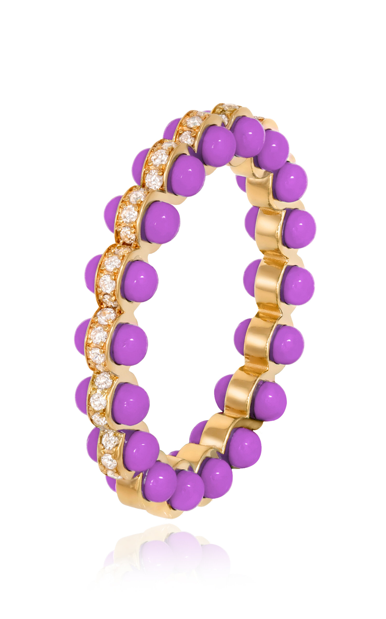 L'atelier Nawbar 18k Yellow Gold The Atom Diamond And Purple Enamel Ring