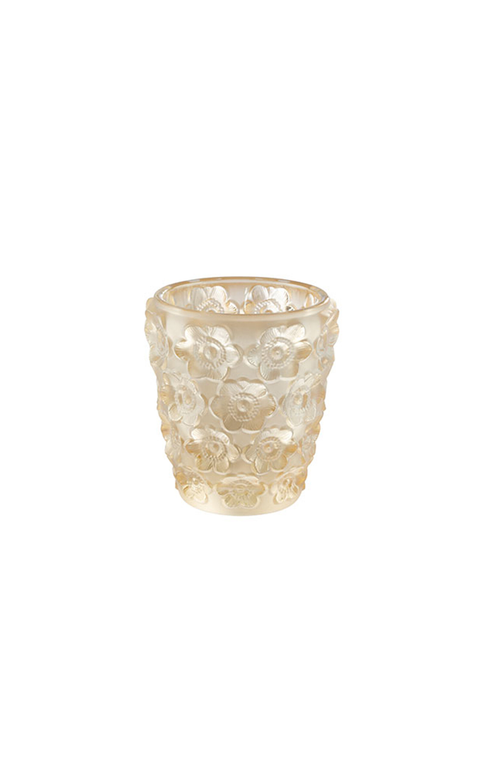 Lalique Anemones Crystal Votive In Gold
