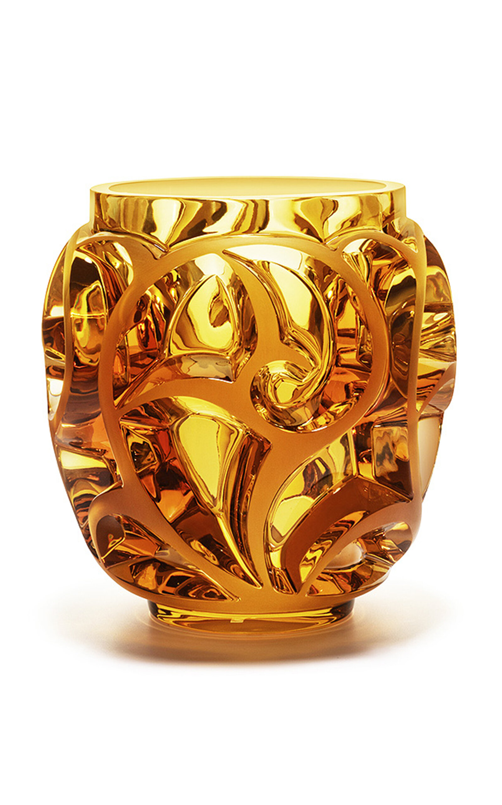 Lalique Tourbillons Amber Vase In N,a