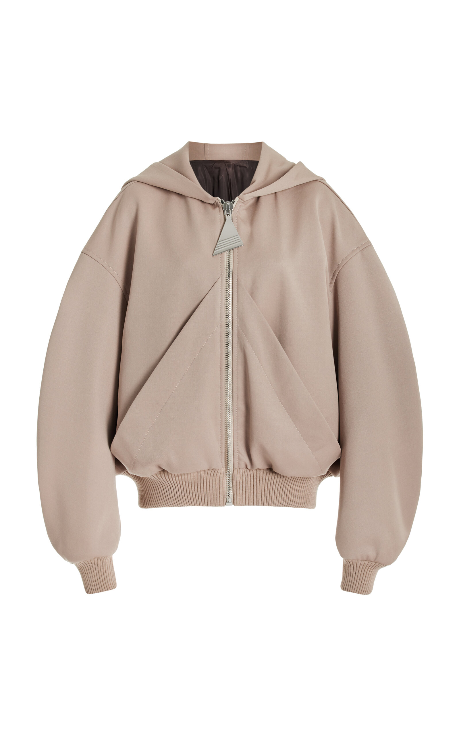 Shop Attico Wool Hooded Bomber Jacket In Neutral