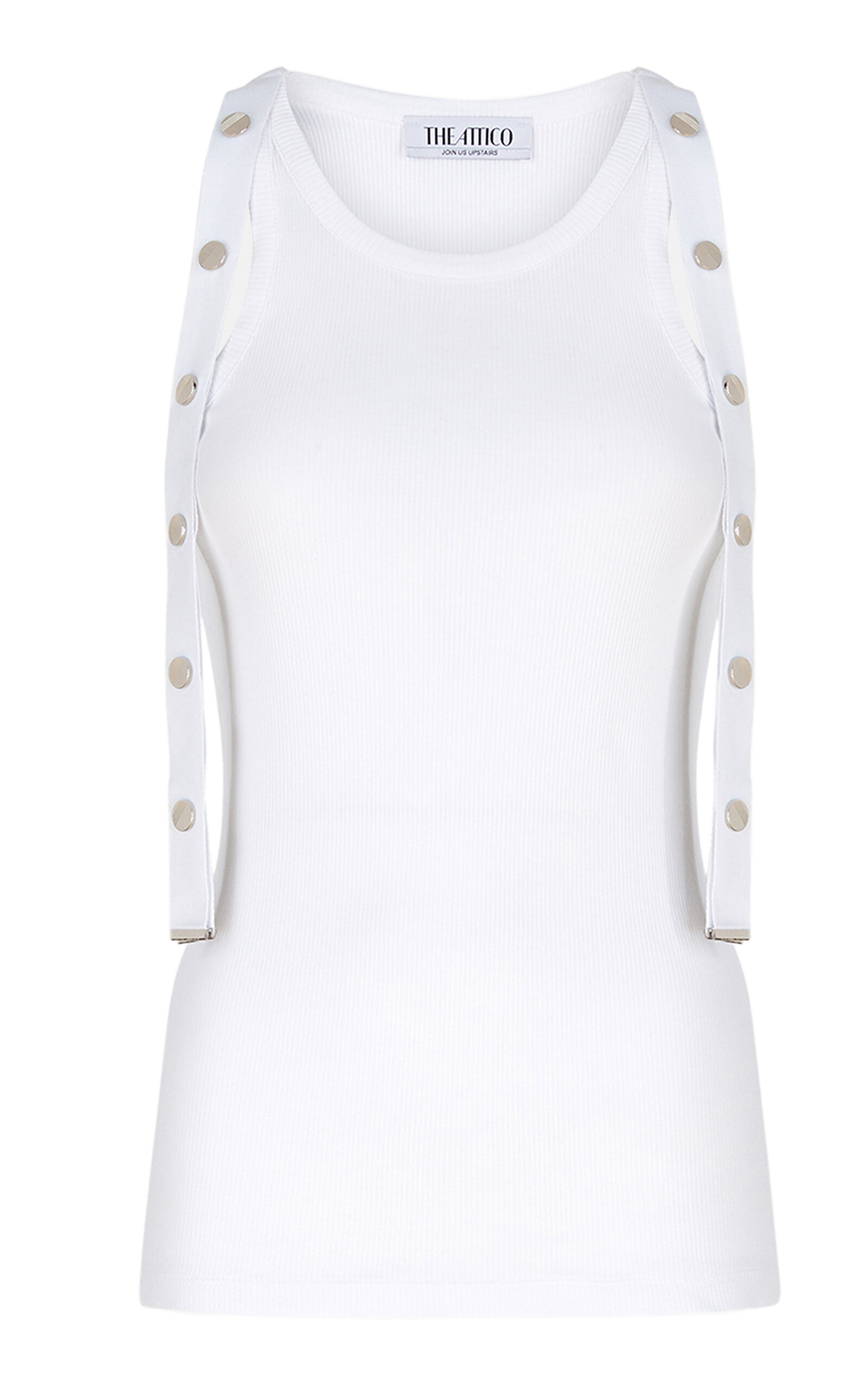 Attico Strap Detail Ribbed Tank Top In White